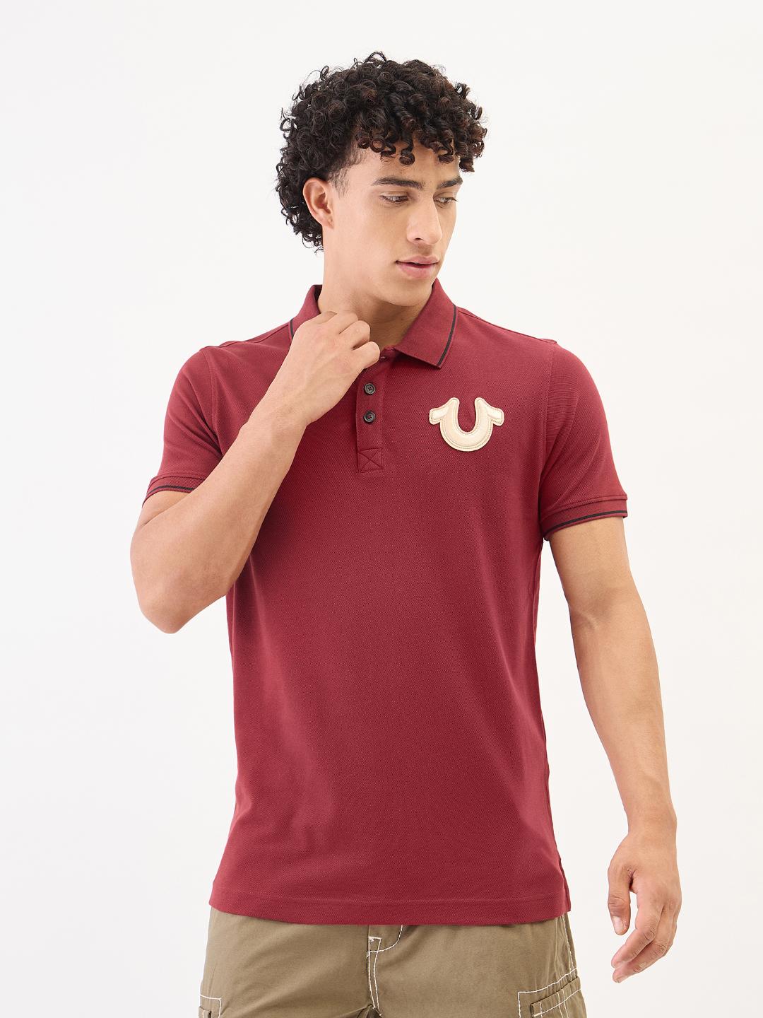True Religion Men Red Solid Polo Tshirt