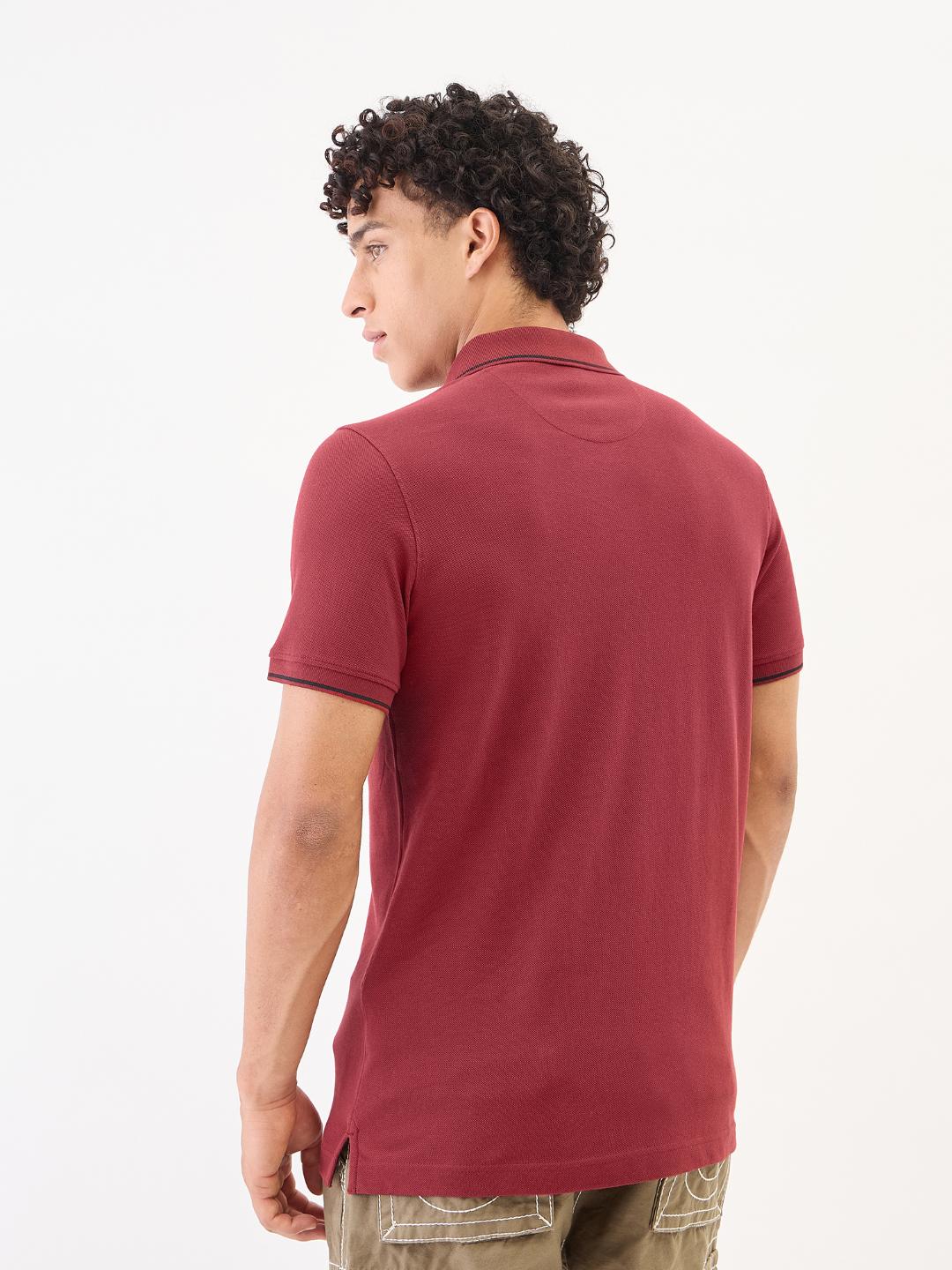 True Religion Men Red Solid Polo Tshirt
