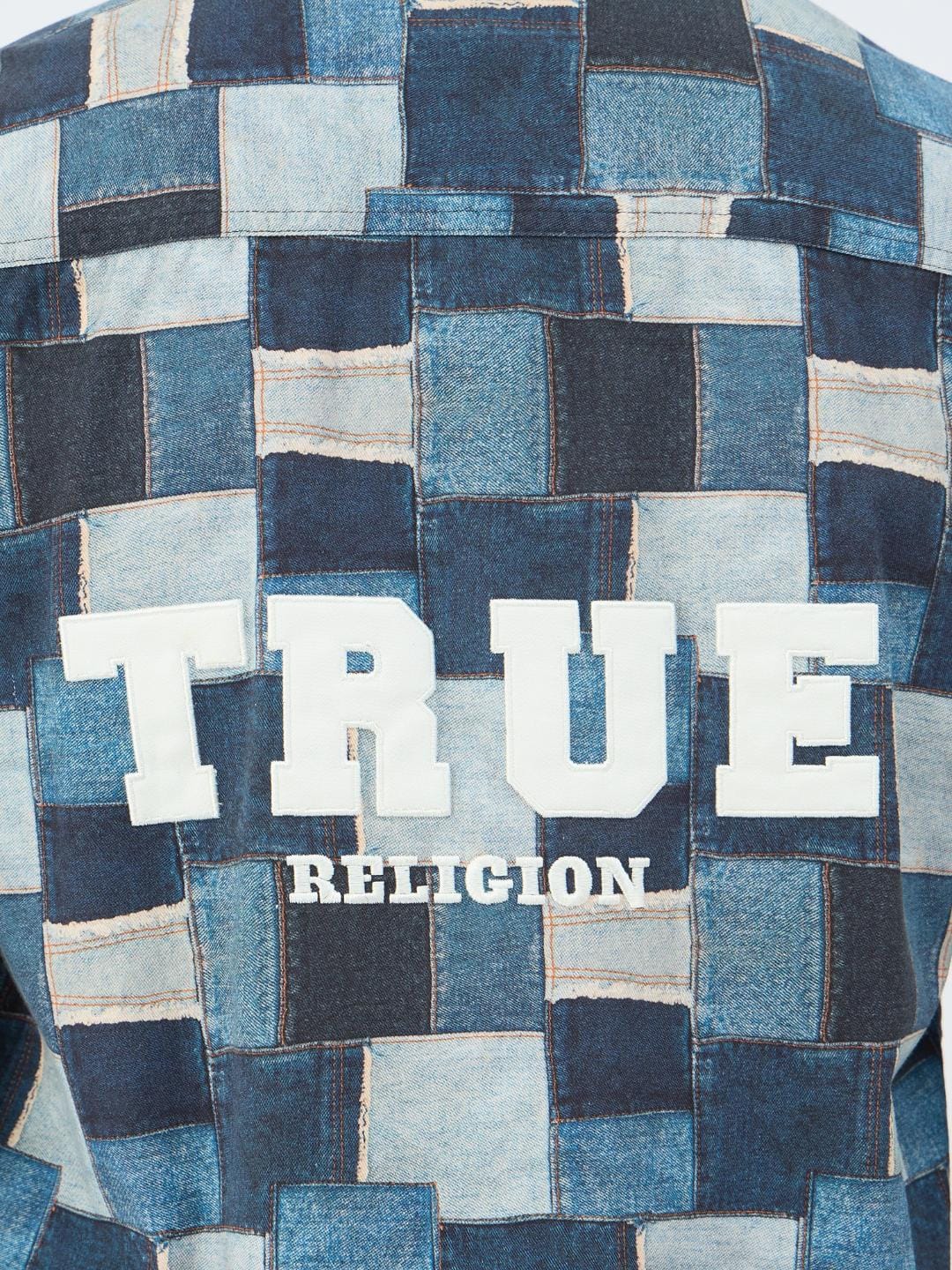 True Religion Men Blue Printed Collar Shirt
