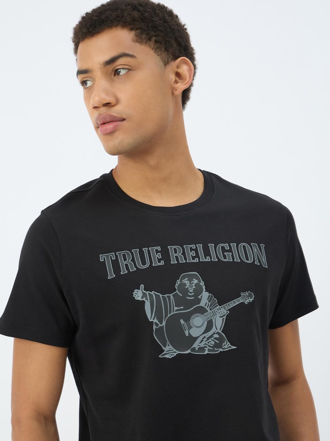 True Religion Men Black Solid Round Neck Tshirt