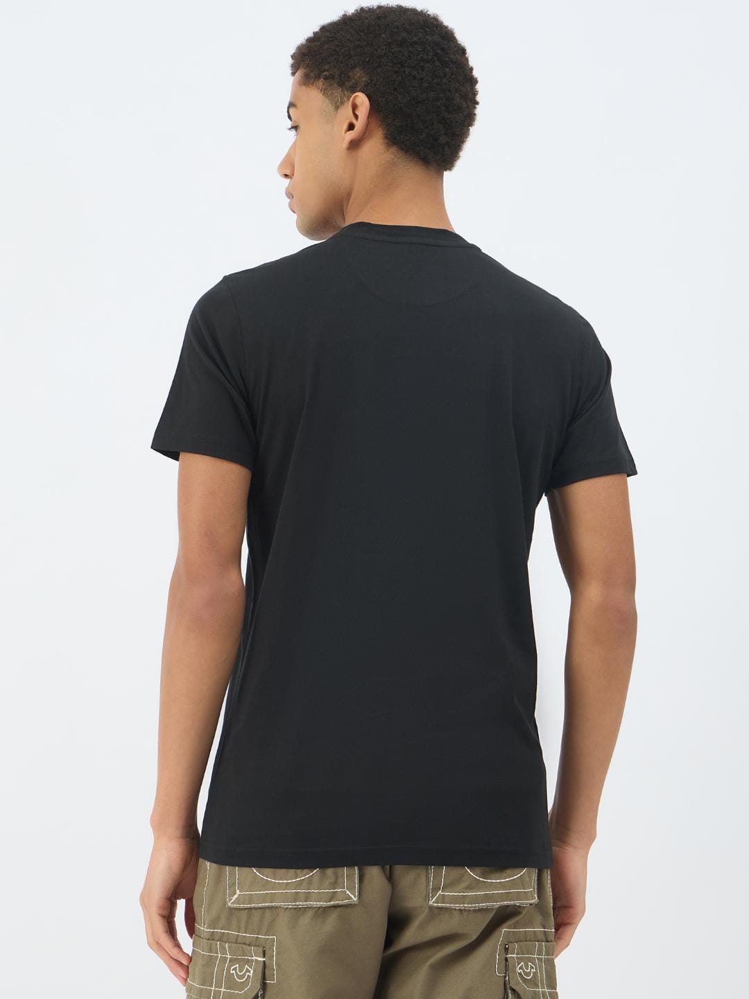 True Religion Men Black Solid Round Neck Tshirt