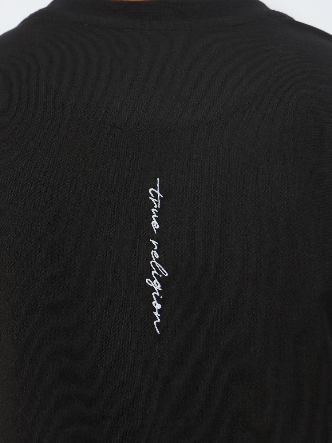 True Religion Men Black Solid Round Neck Tshirt