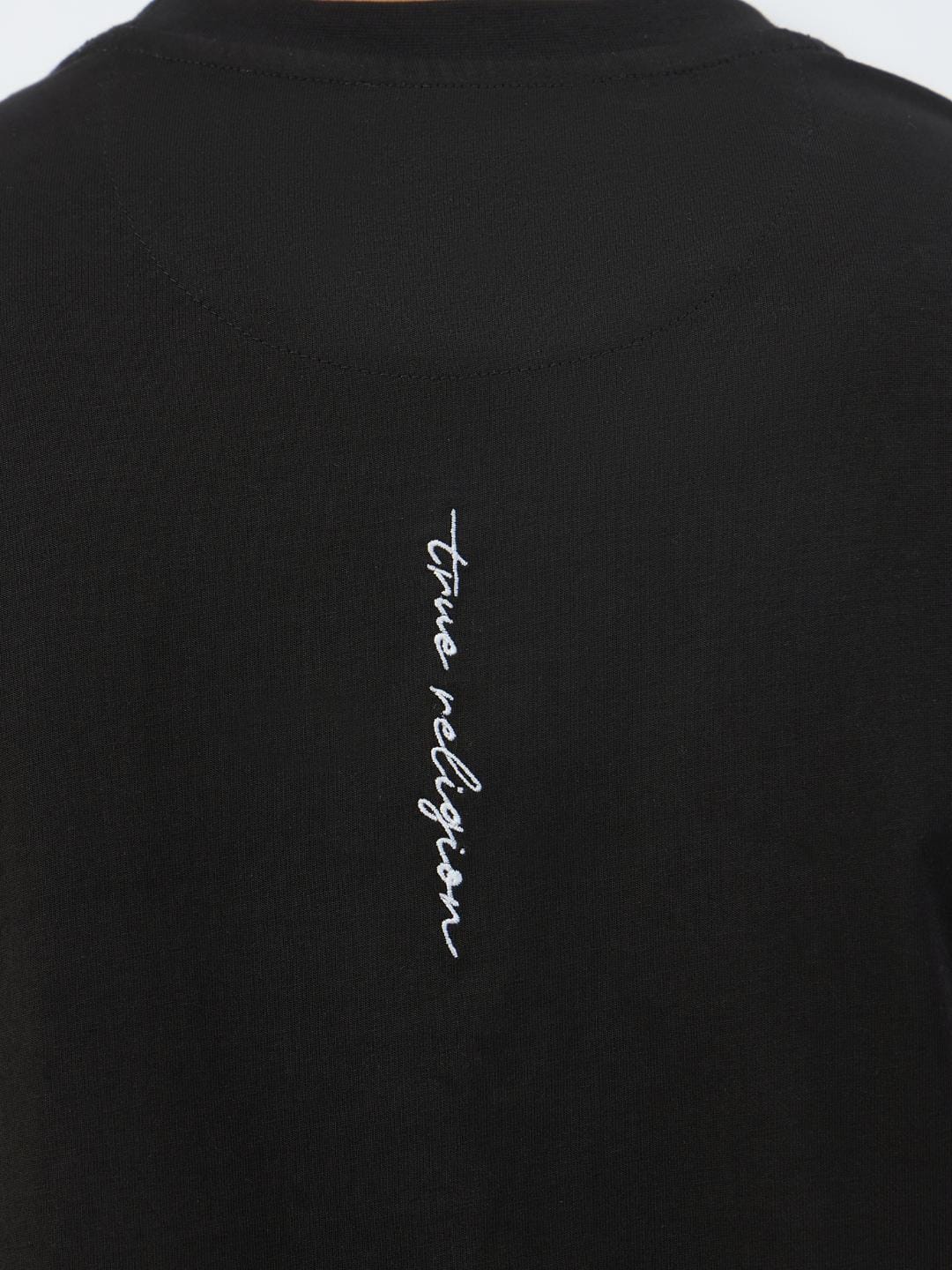 True Religion Men Black Solid Round Neck Tshirt