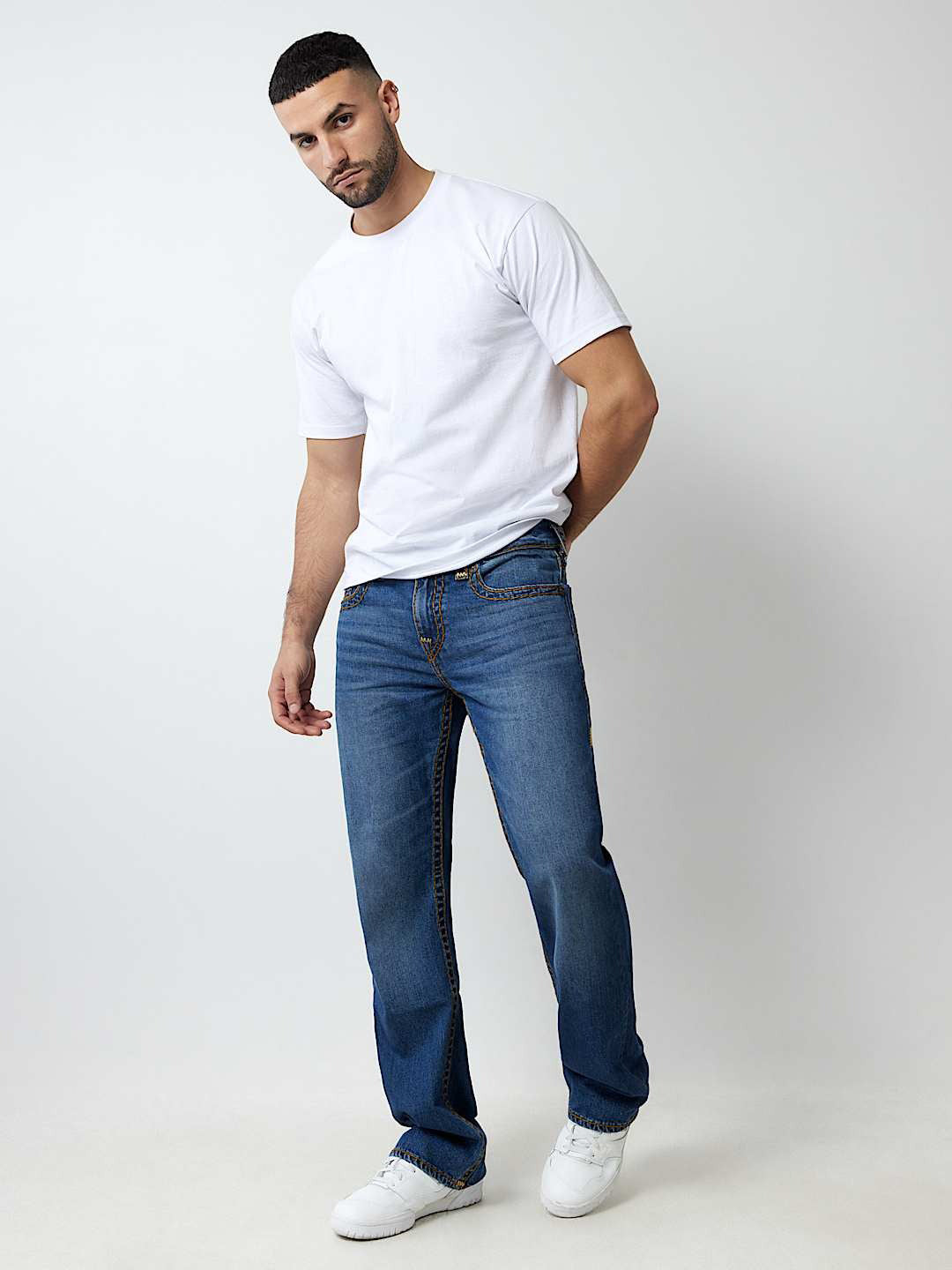 True Religion Men SUPER T Billy Bootcut Fit Dark Wash Jeans