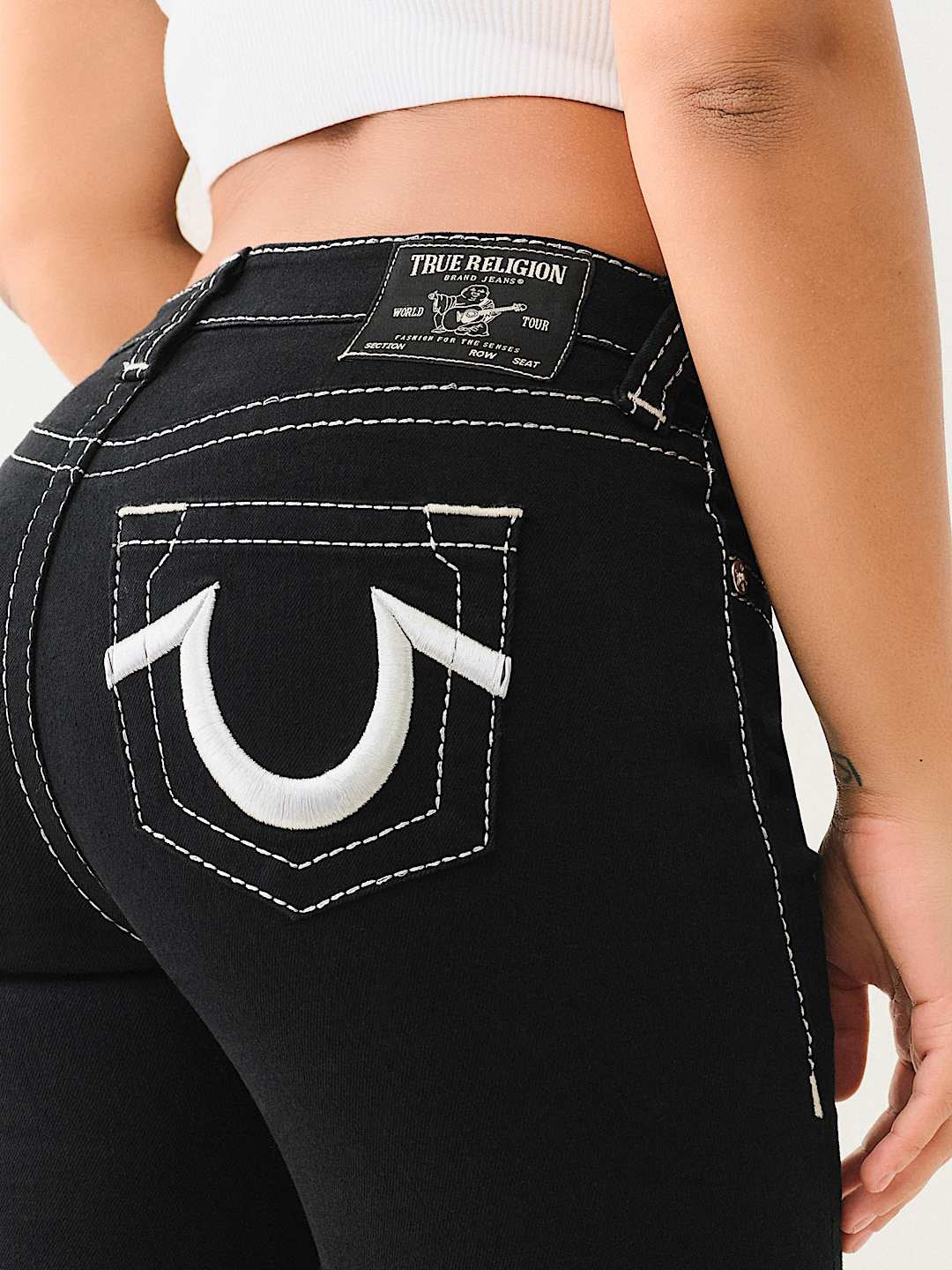 Shop True Religion Big T Billie Straight Fit Black Mid Rise Solid