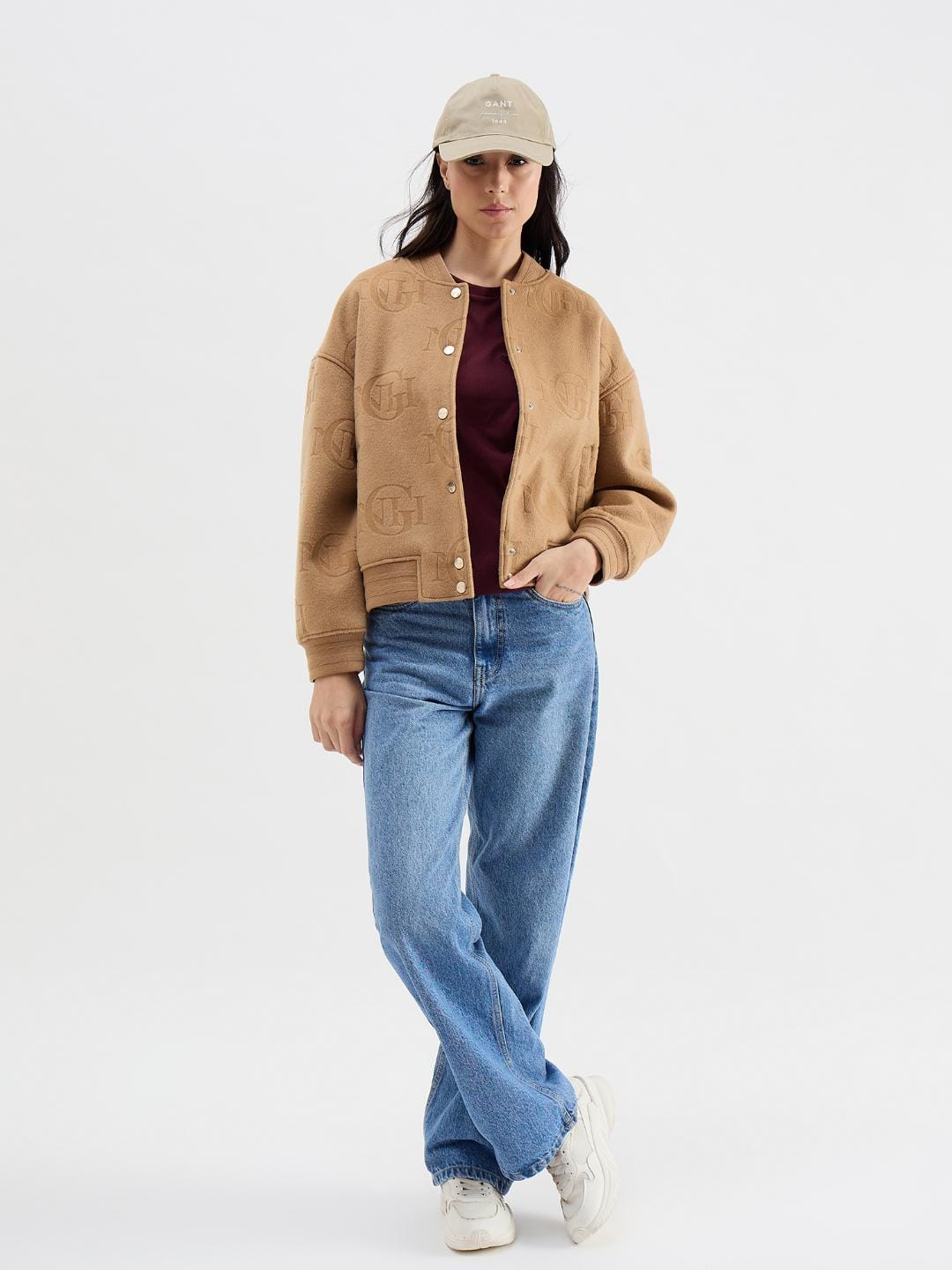 Gant Women Red Solid Crew Neck Tshirt