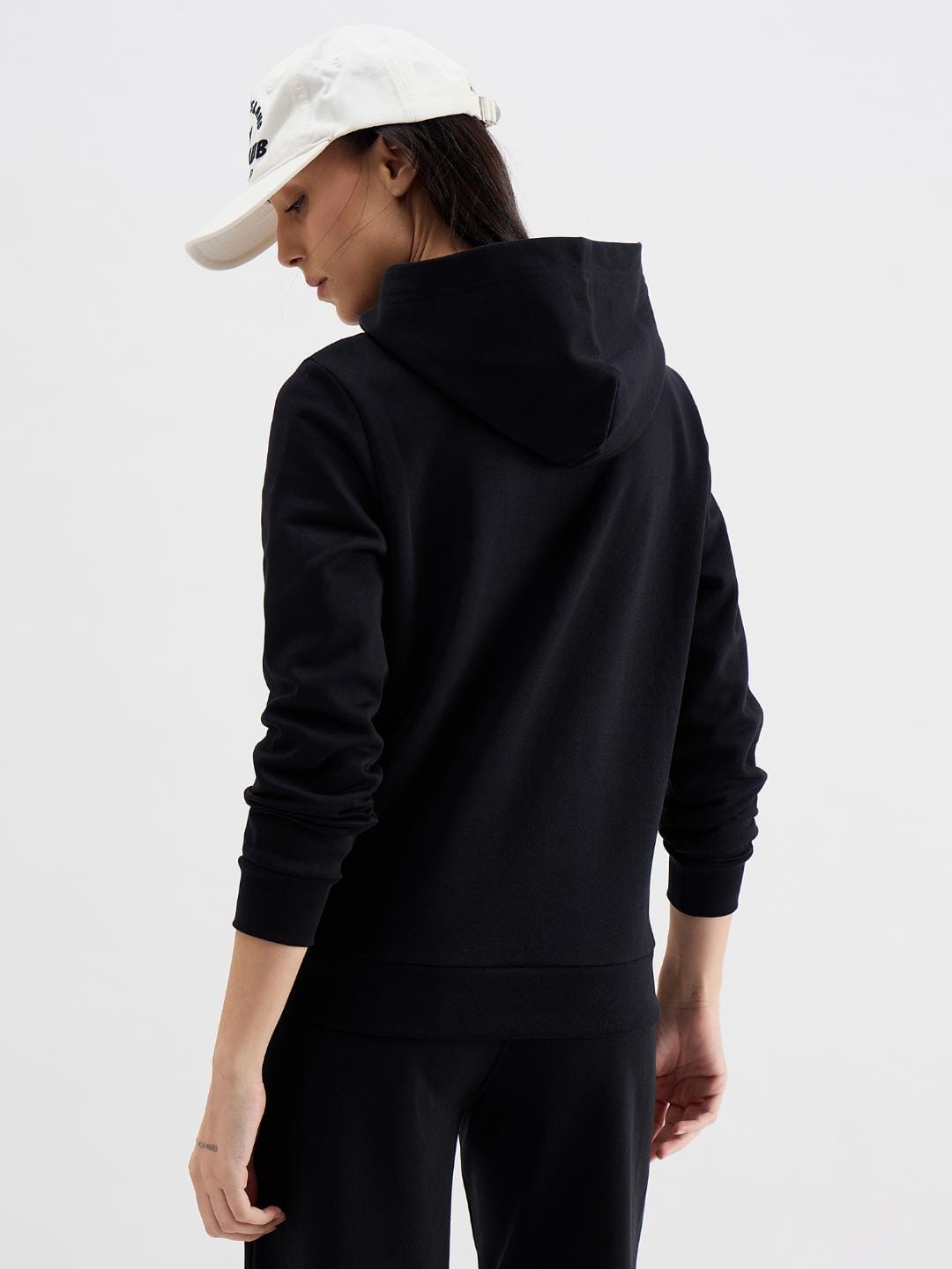 Gant Women Black Solid Hooded Sweatshirt