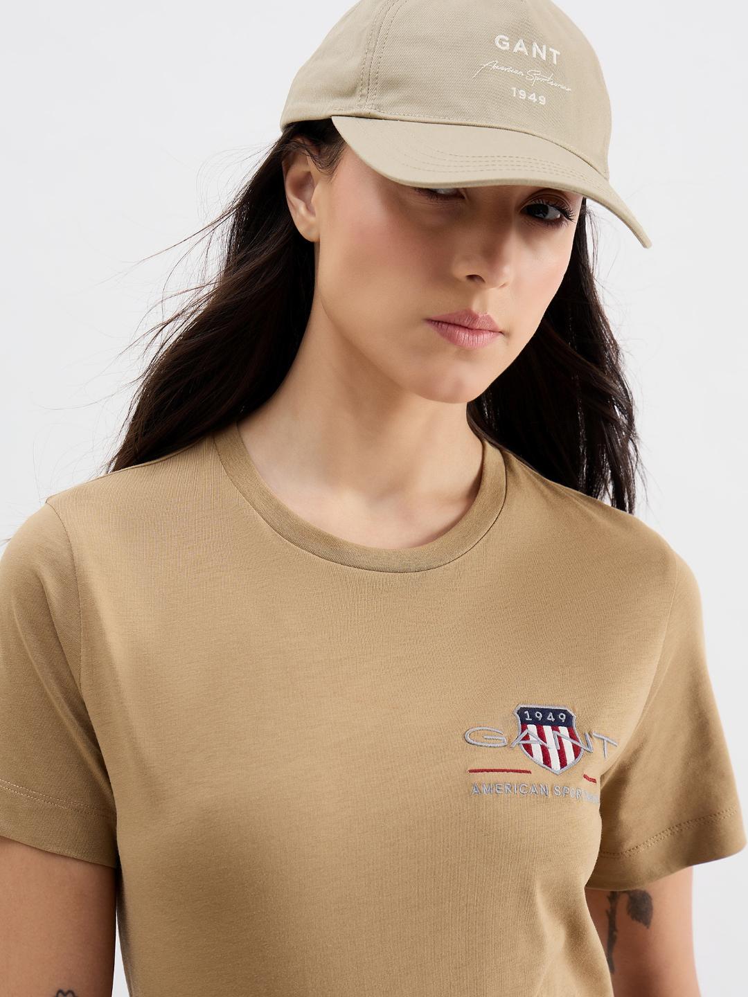 Gant Women Brown Graphic Crew Neck Tshirt