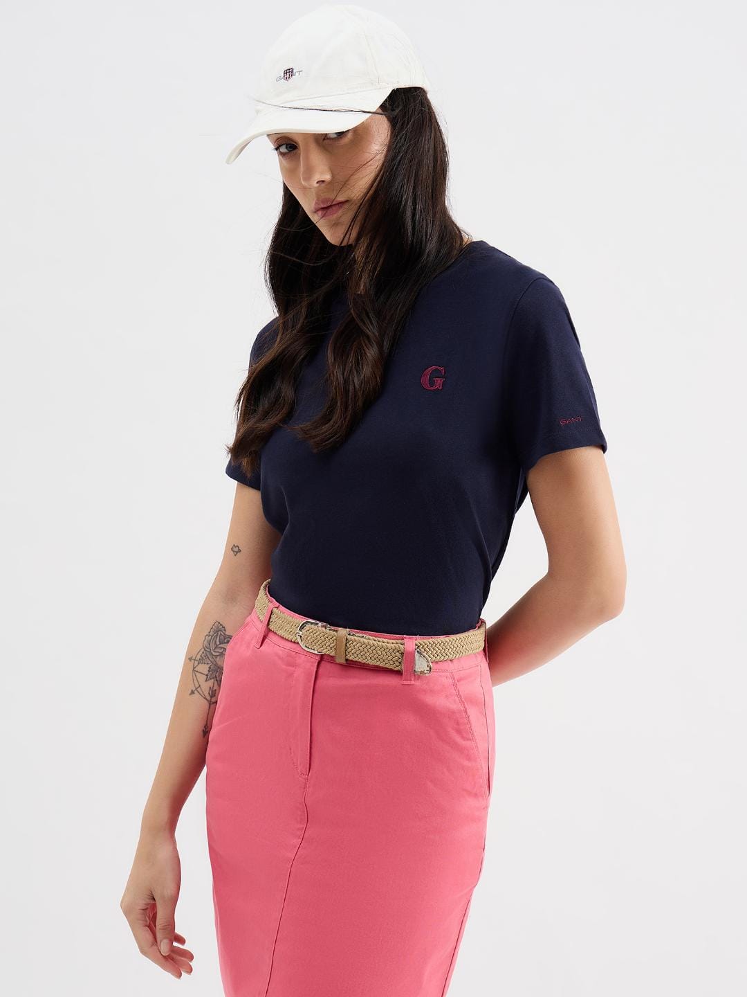 Gant Women Blue Melange Crew Neck Tshirt