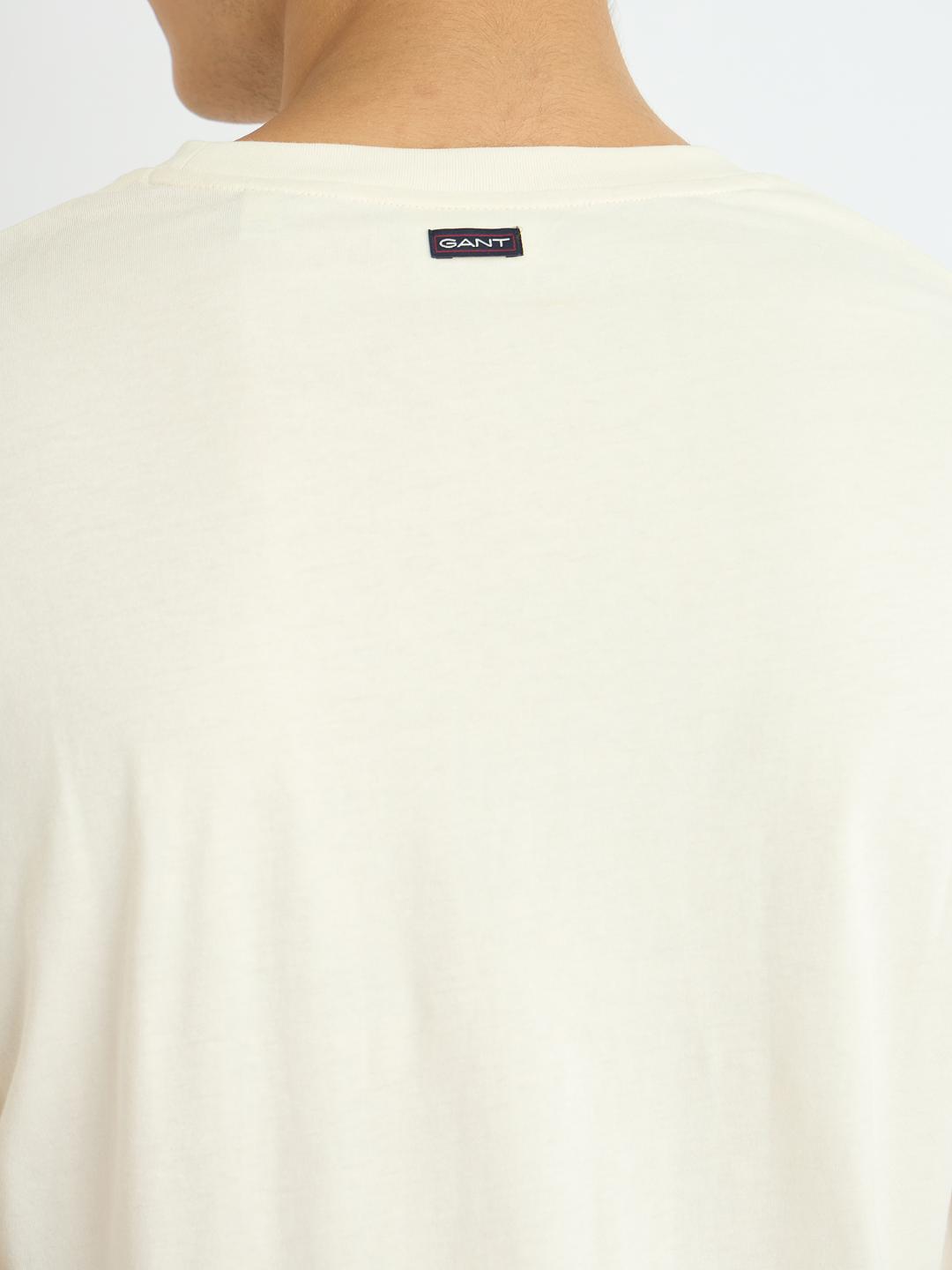 Gant Men Cream Printed Crew Neck Tshirt