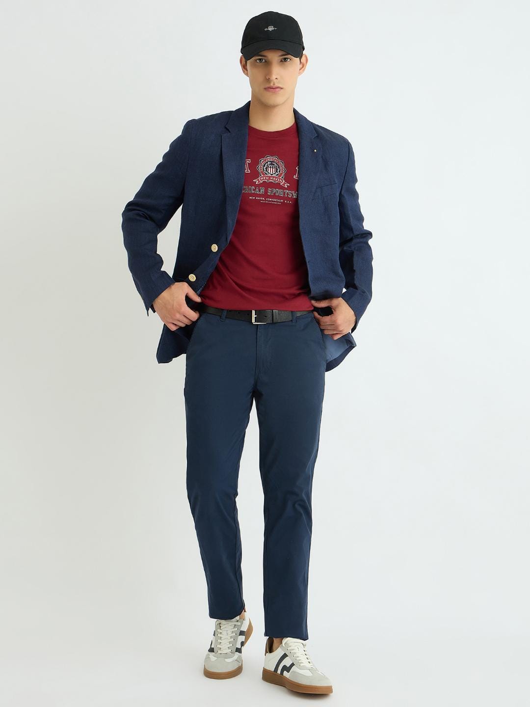 Gant Men Red Printed Crew Neck Tshirt