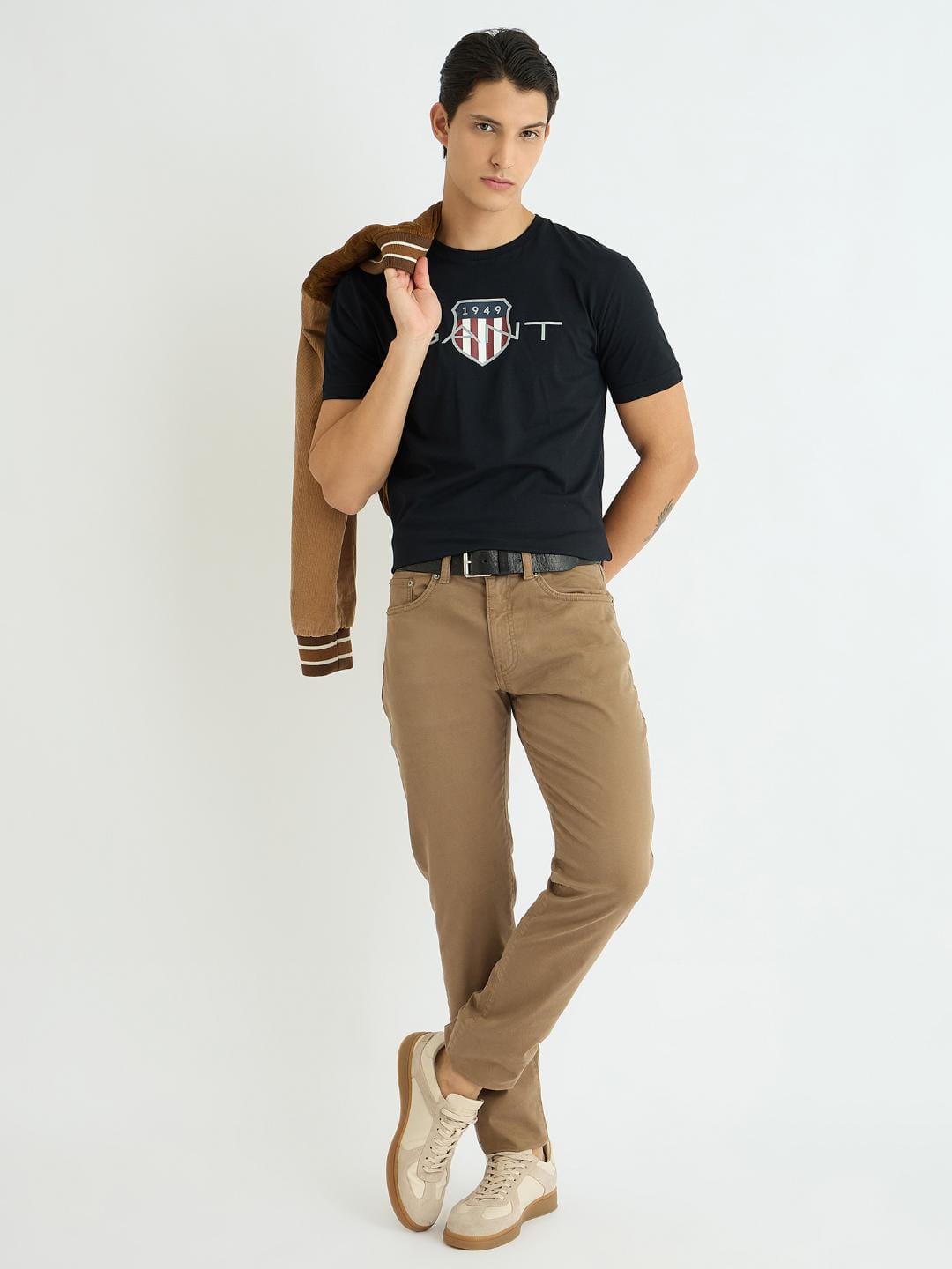 Gant Men Black Printed Crew Neck Tshirt