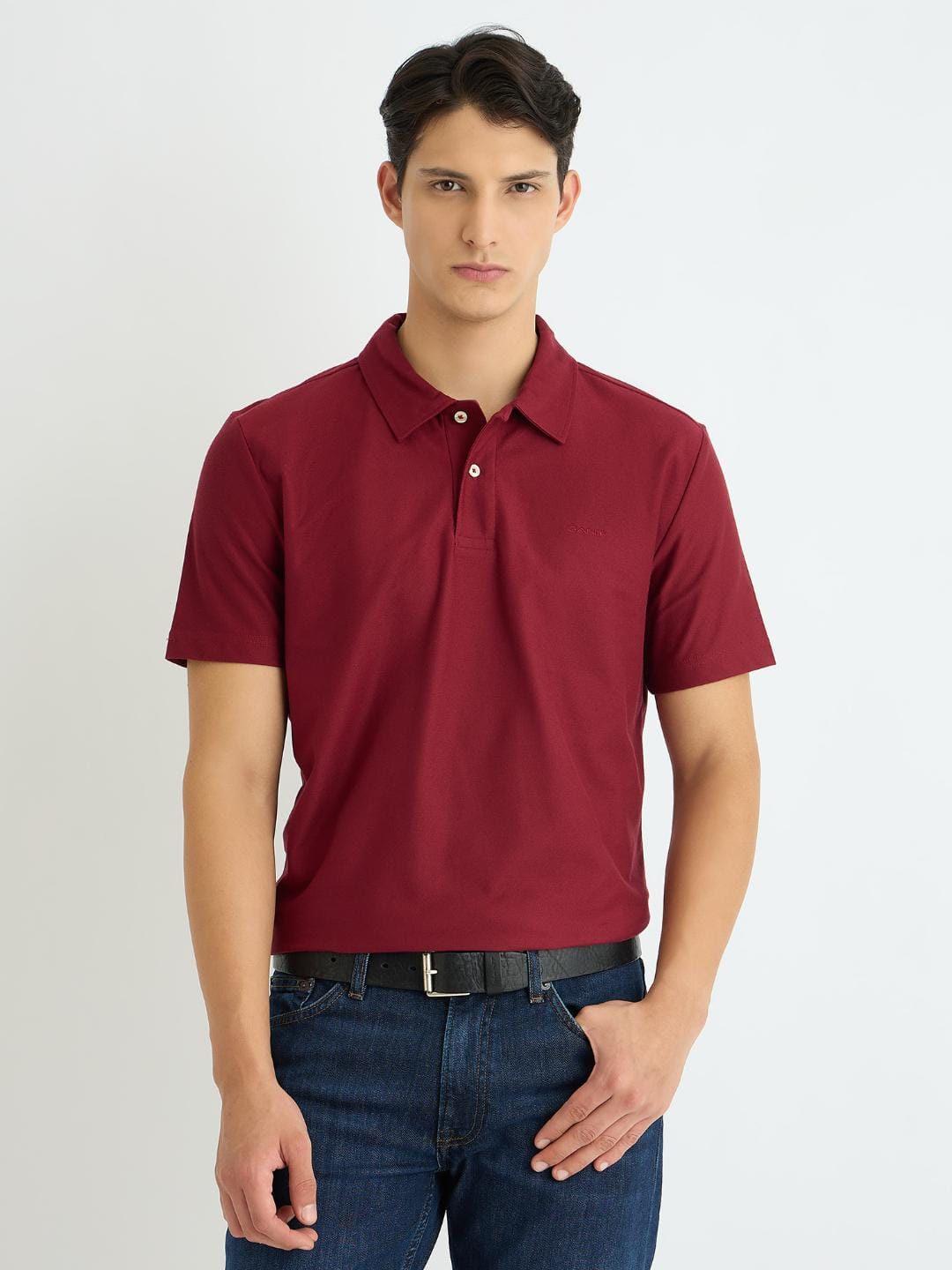 Gant Men Red Solid Polo Tshirt