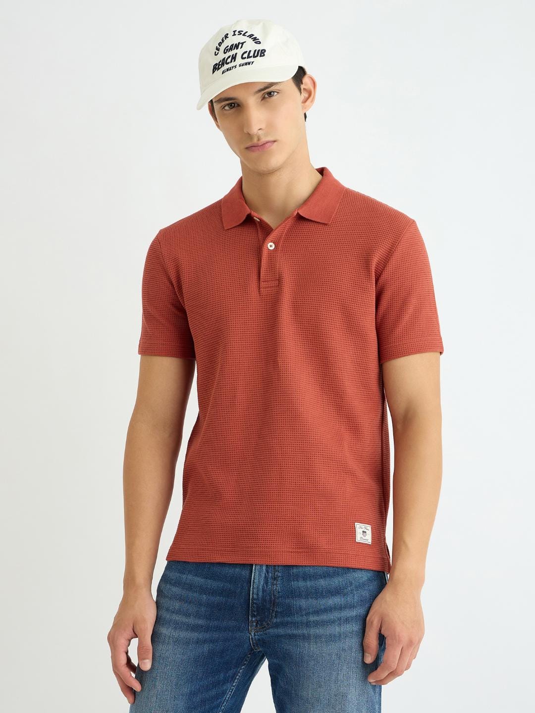 Gant Men Red Solid Polo Tshirt