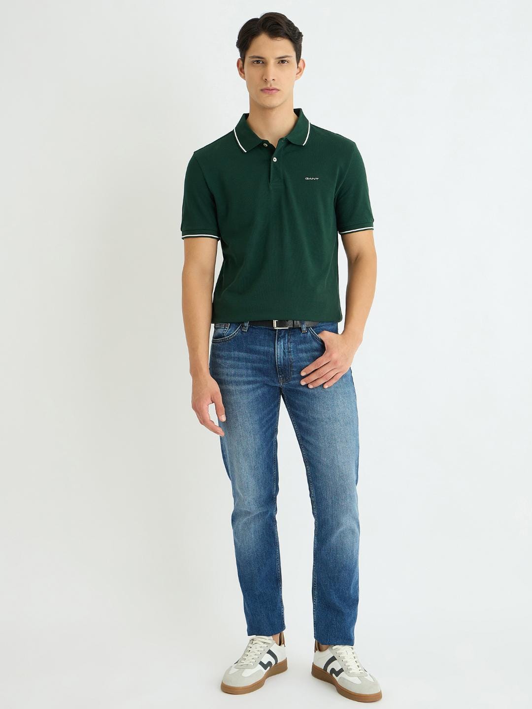 Gant Men Green Solid Polo Tshirt