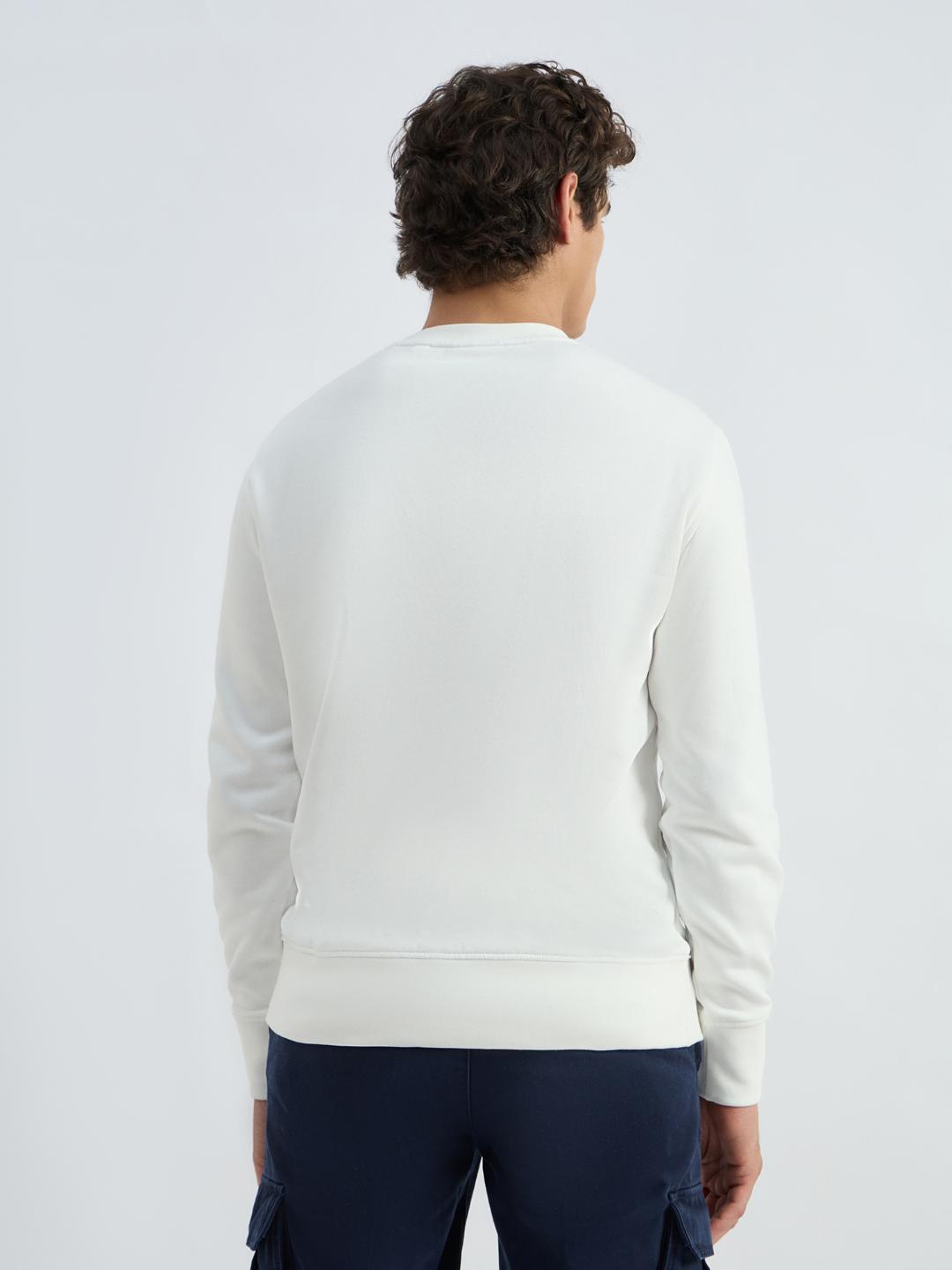 Gant Men White Printed Crew Neck Sweatshirt