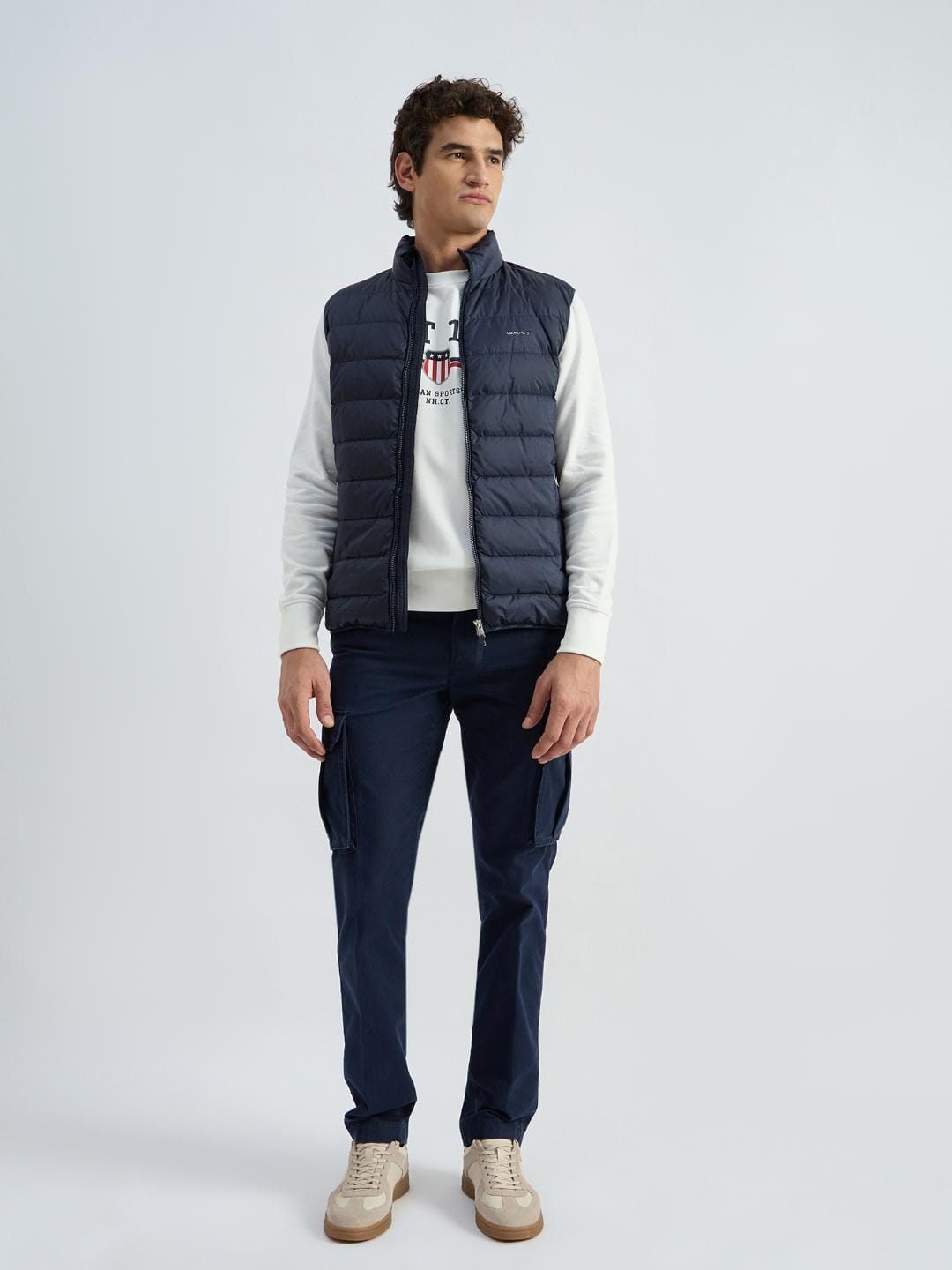 Gant Men White Printed Crew Neck Sweatshirt