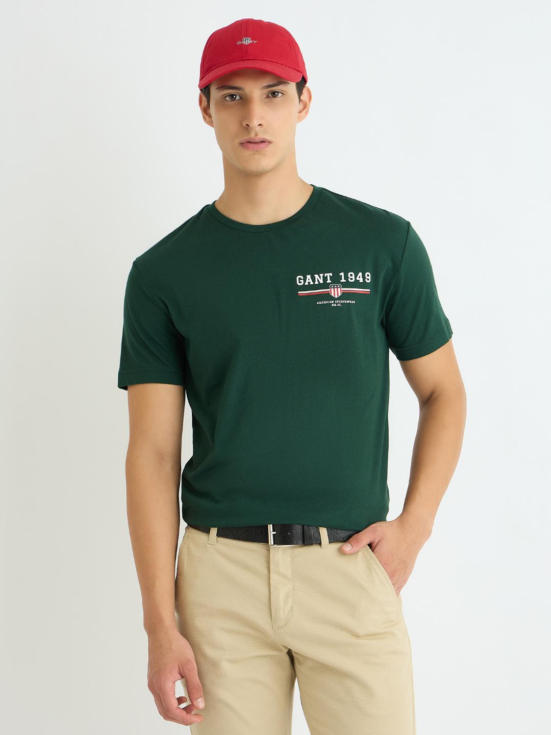 Gant Men Green Solid Tshirt