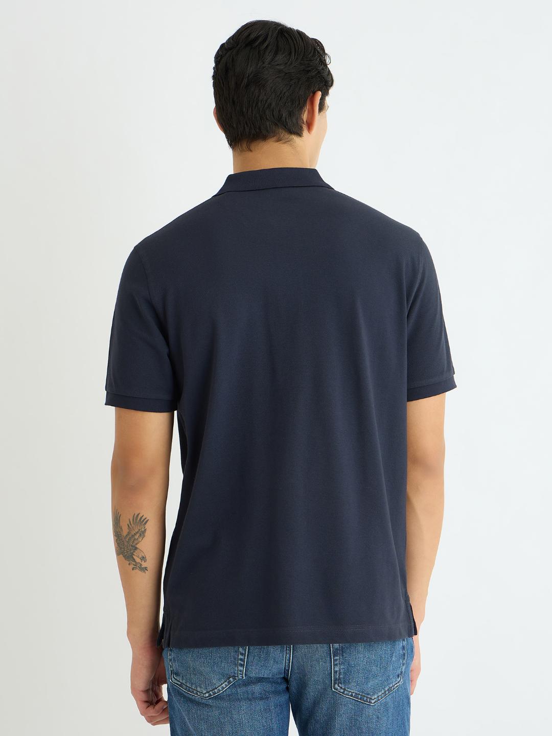 Gant Men Blue Solid Polo Tshirt