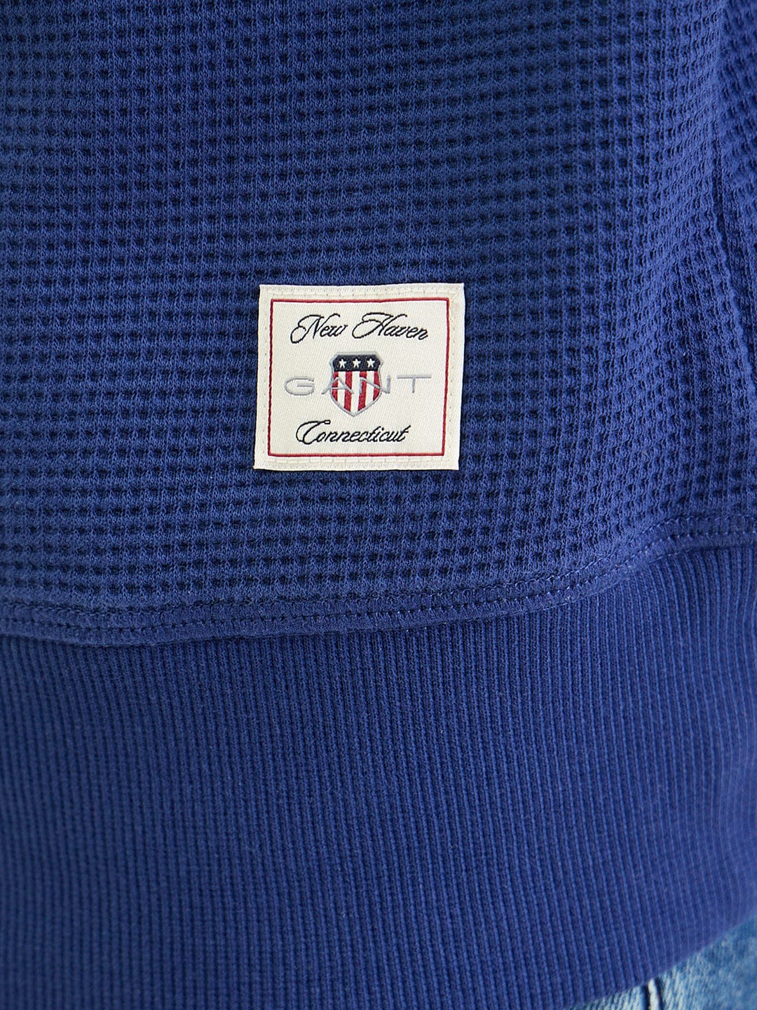 Gant Men Regular Dark Blue Textured Sweatshirt