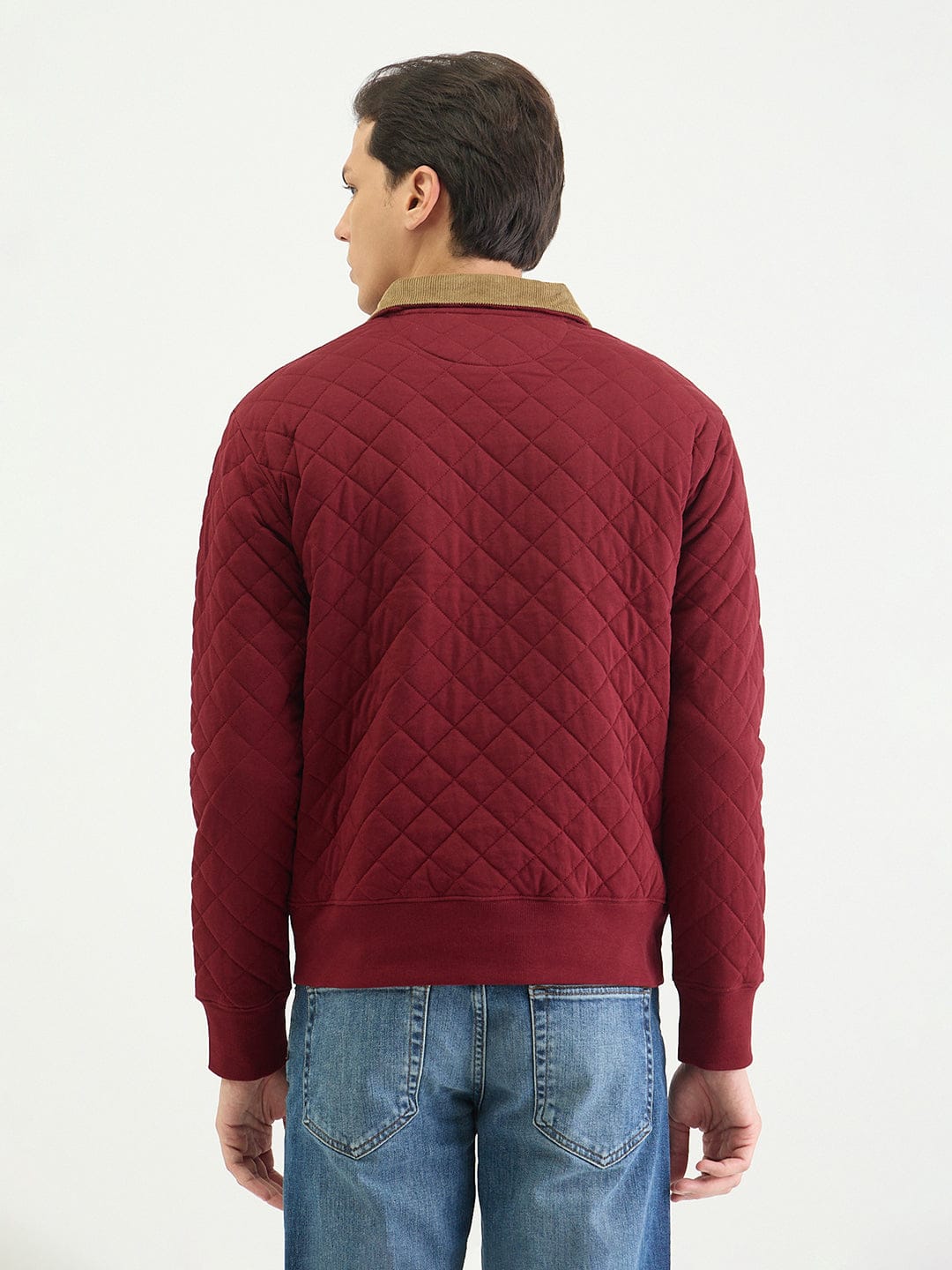 Gant Men Regular Maroon Quilted Sweatshirt