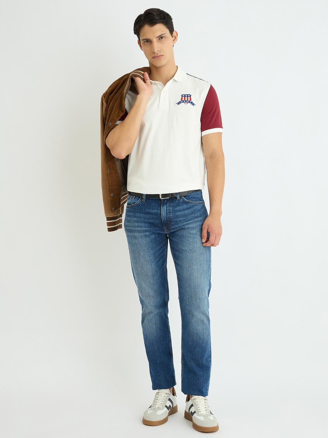 Gant Men White Coloublocked Polo Tshirt