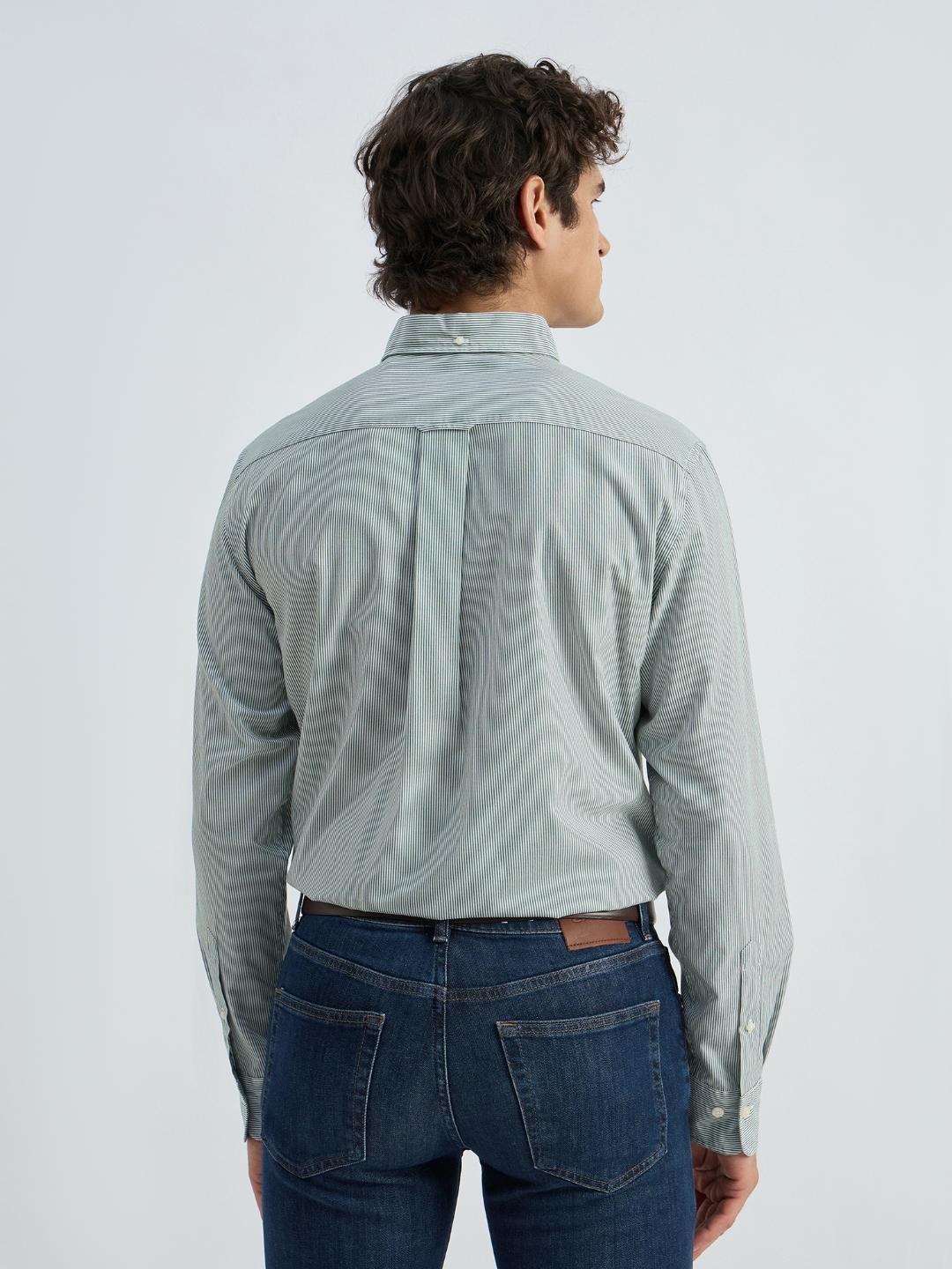 Gant Men Green Striped Collar Shirt