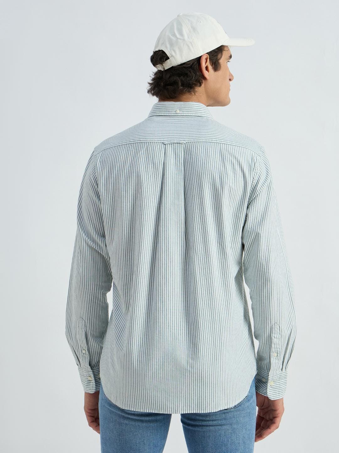 Gant Men Green Striped Collar Shirt