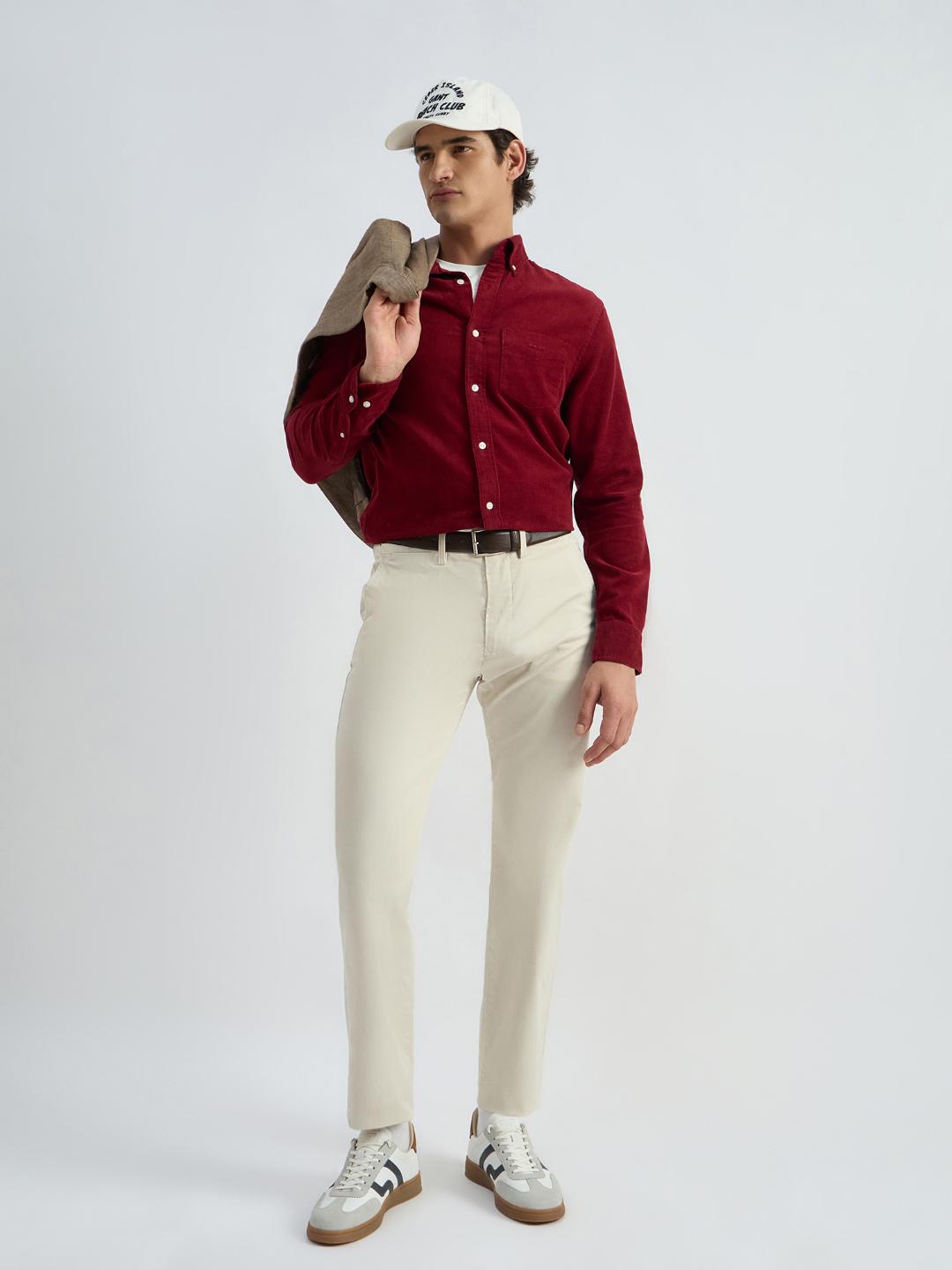 Gant Men Red Solid Collar Shirt
