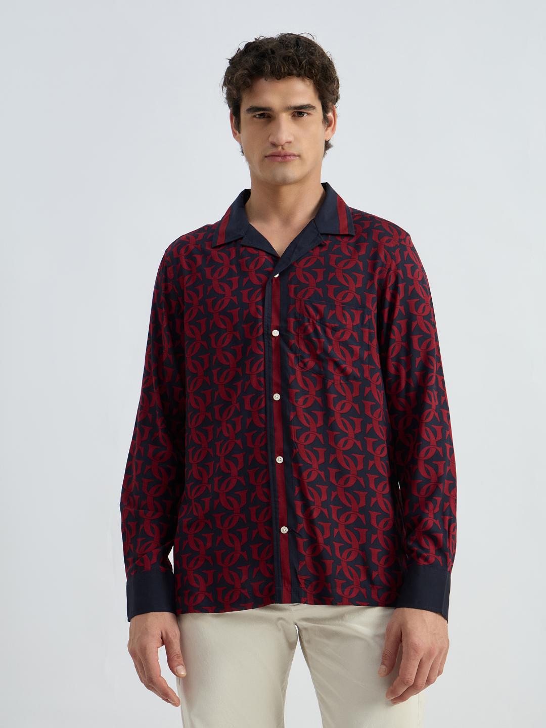 Gant Men Blue Printed Collar Shirt