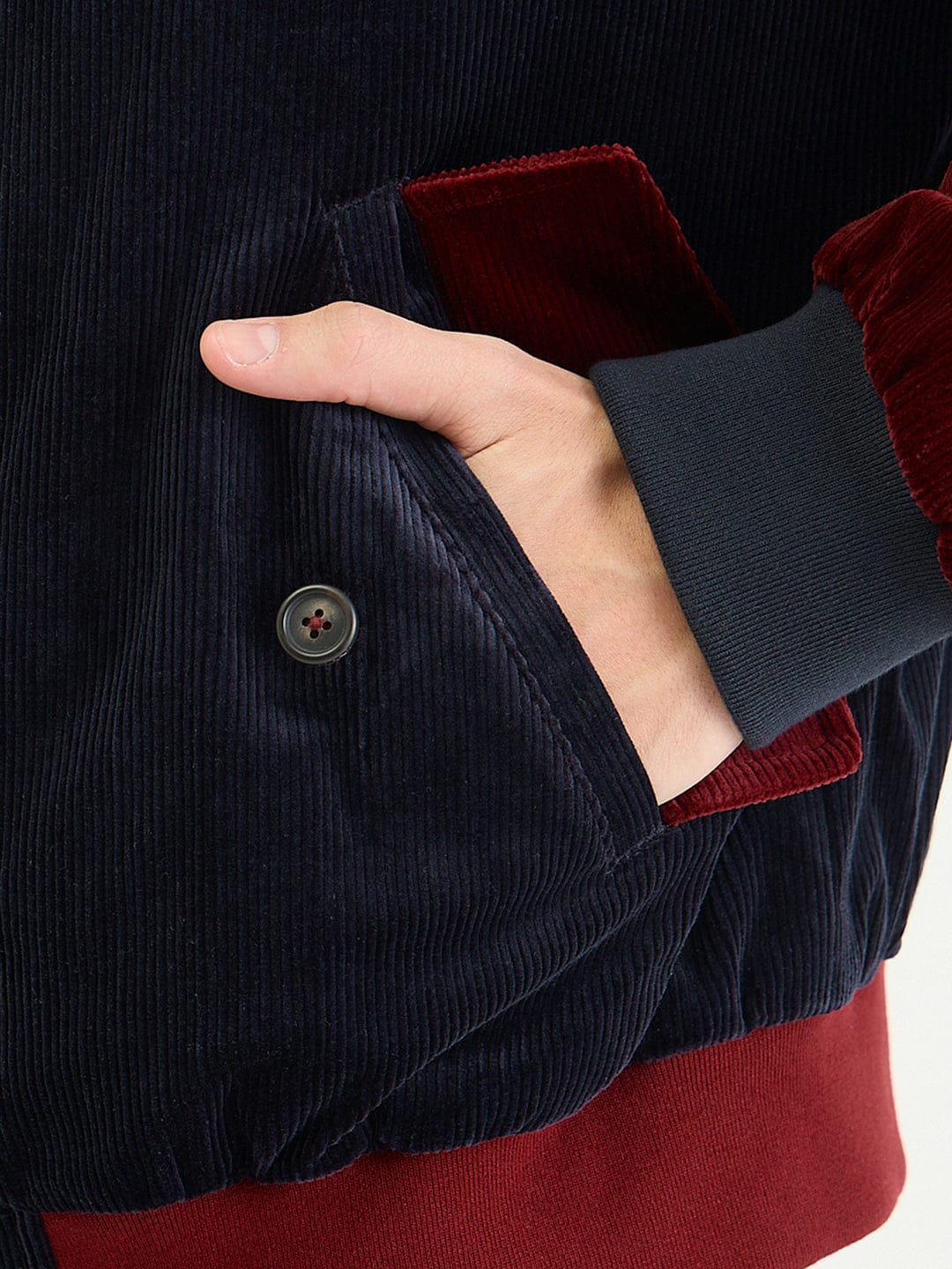 Gant Men Regular Navy Blue Solid Cord Harrington Jacket