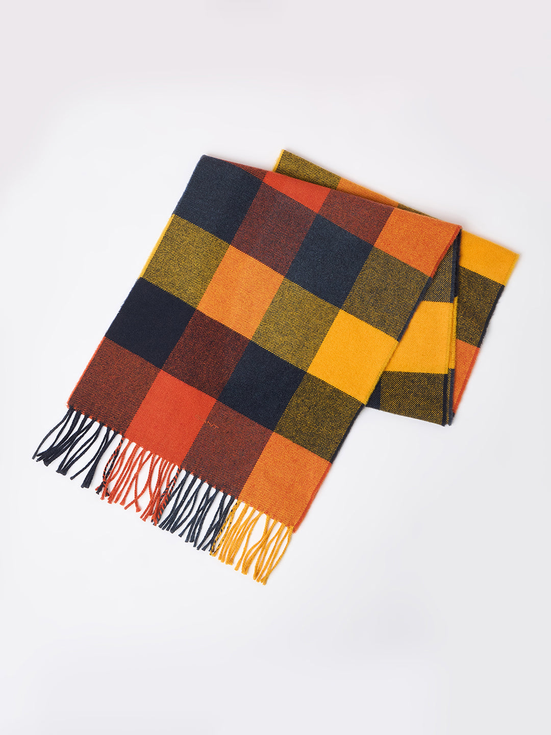 Gant Men Orange Pure Wool Checked Scarf