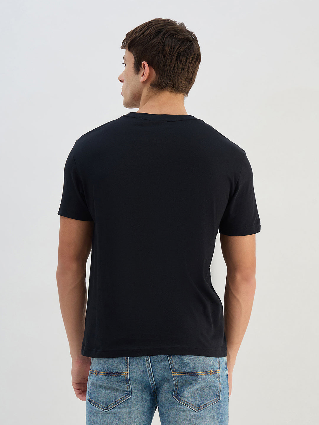 GANT Men Black Logo Crew Neck Regular Fit T Shirt
