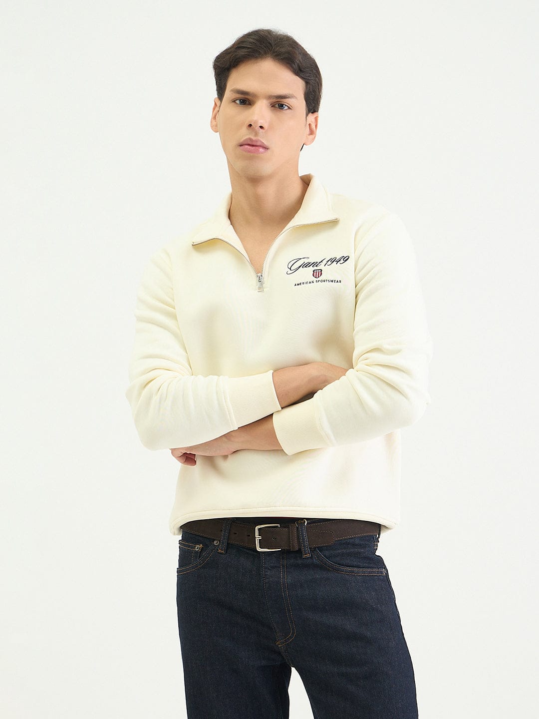 Gant Men Regular Cream Logo Sweatshirt