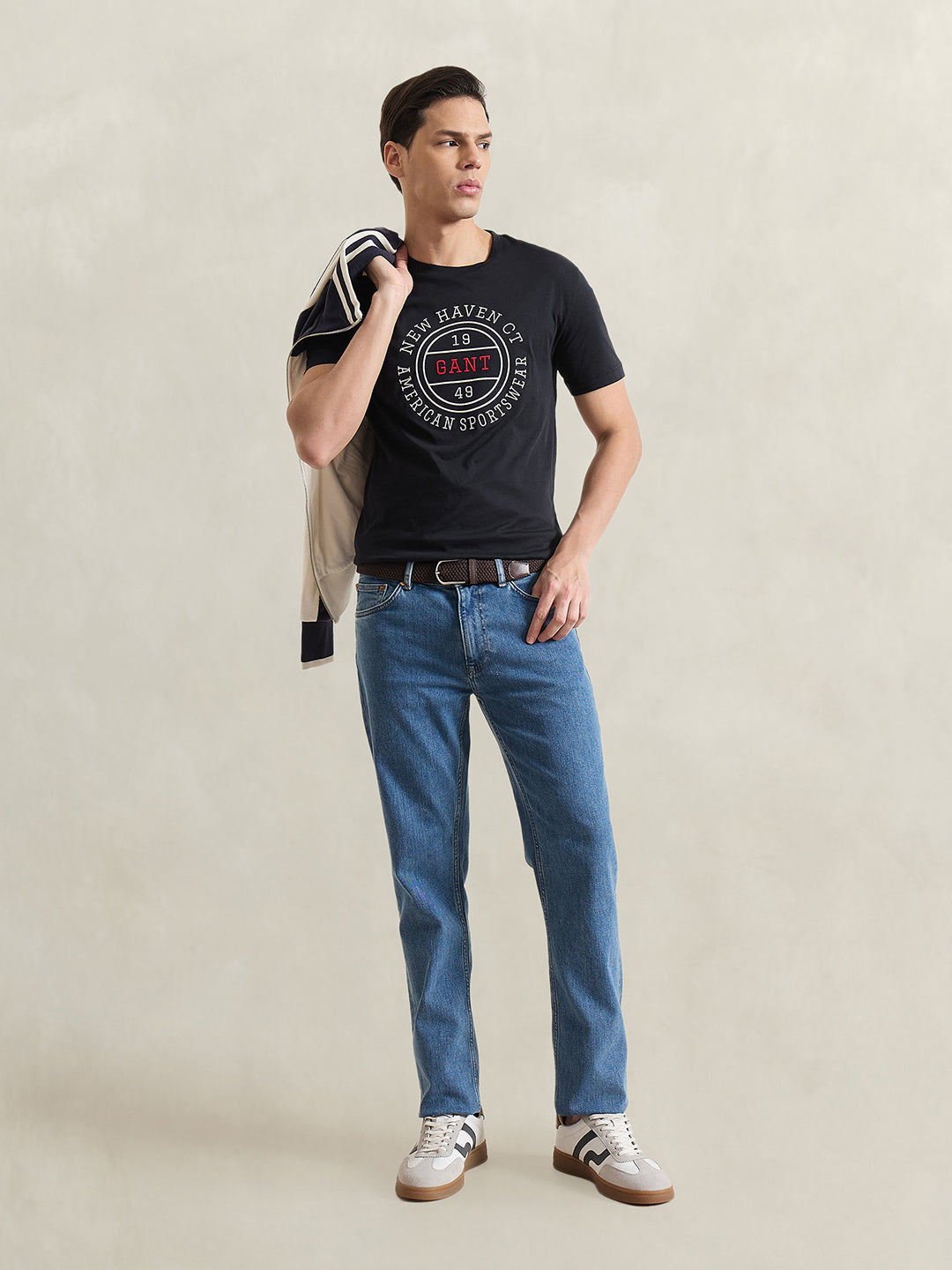 Gant Men Black Printed Regular Fit Pure Cotton T-Shirt