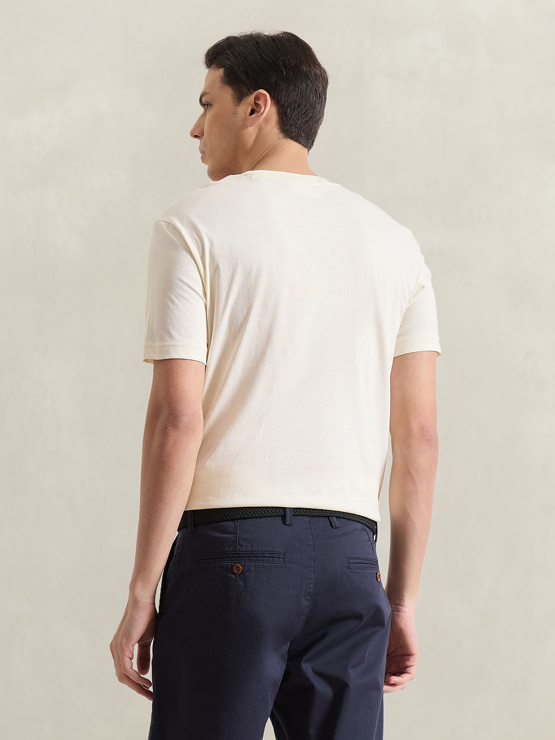 Gant Men Cream Printed Regular Fit Pure Cotton T-Shirt