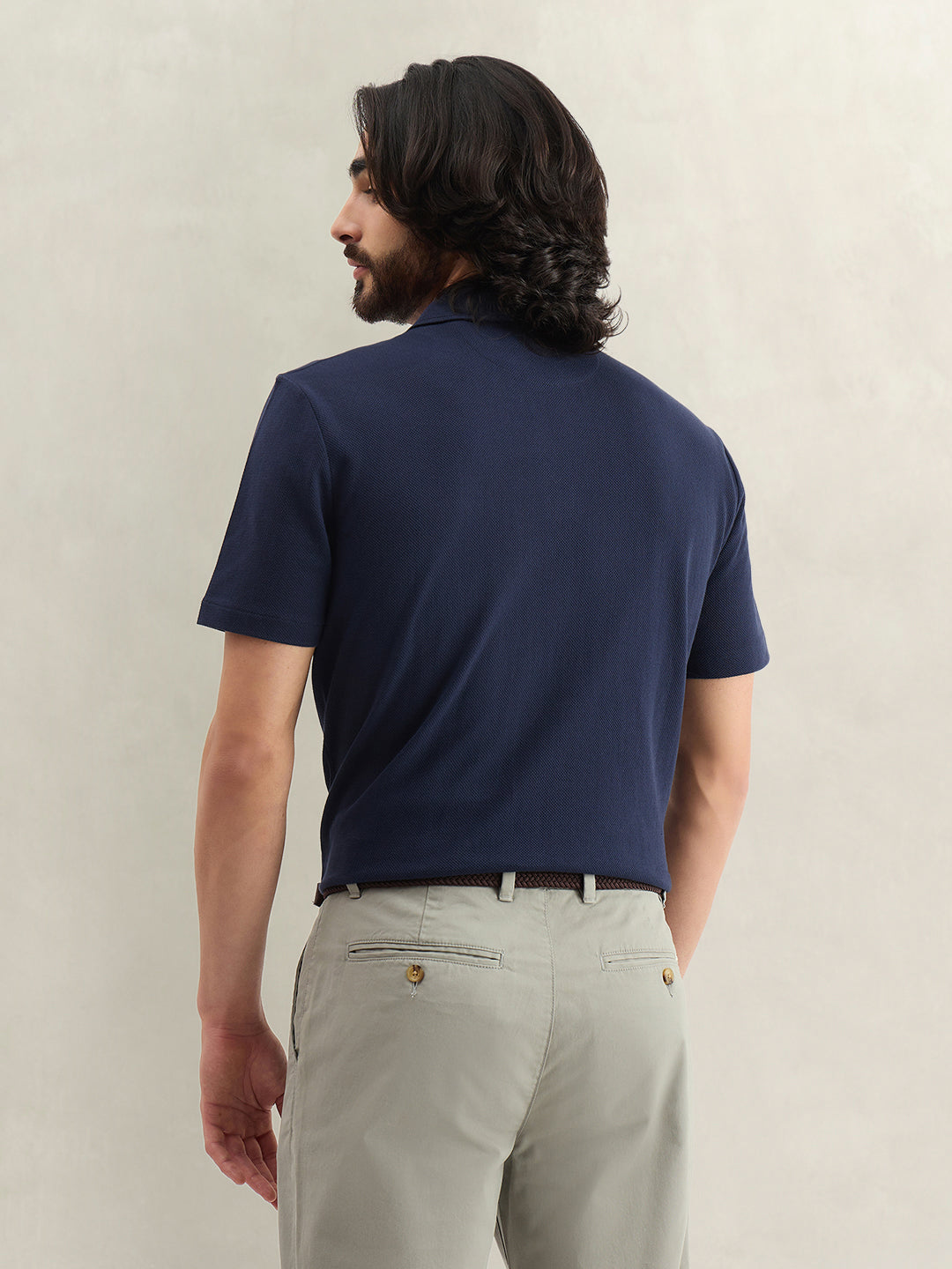 Gant Men Navy Blue Solid Regular Fit Polo T-Shirt