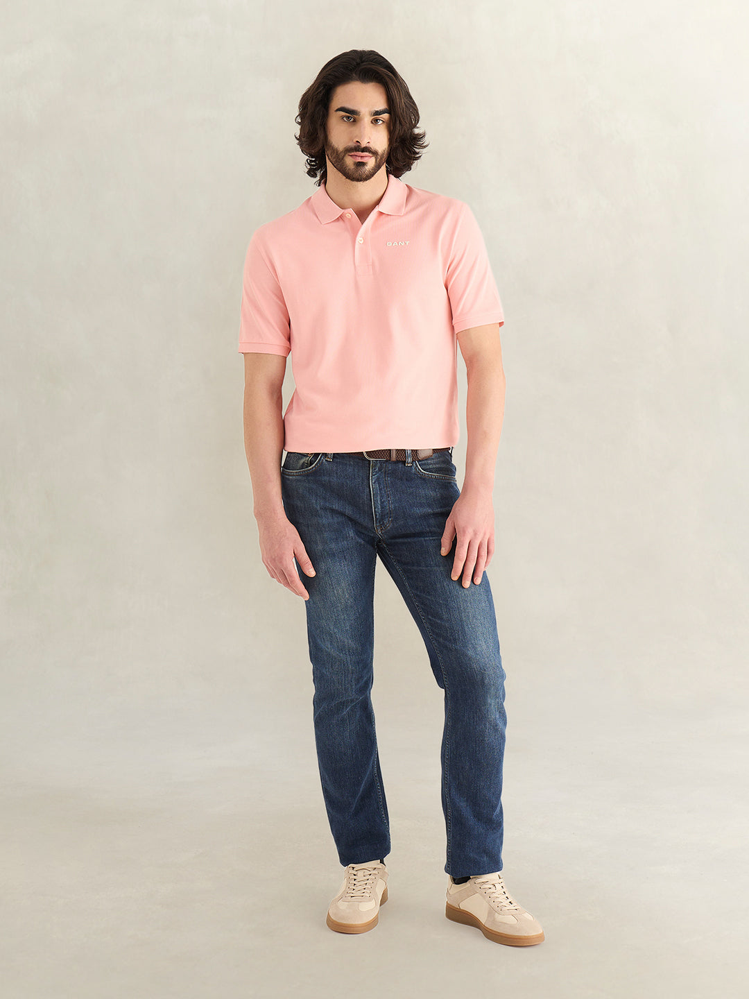 Gant Men Pink Solid Regular Fit Pure Cotton Polo T-Shirt