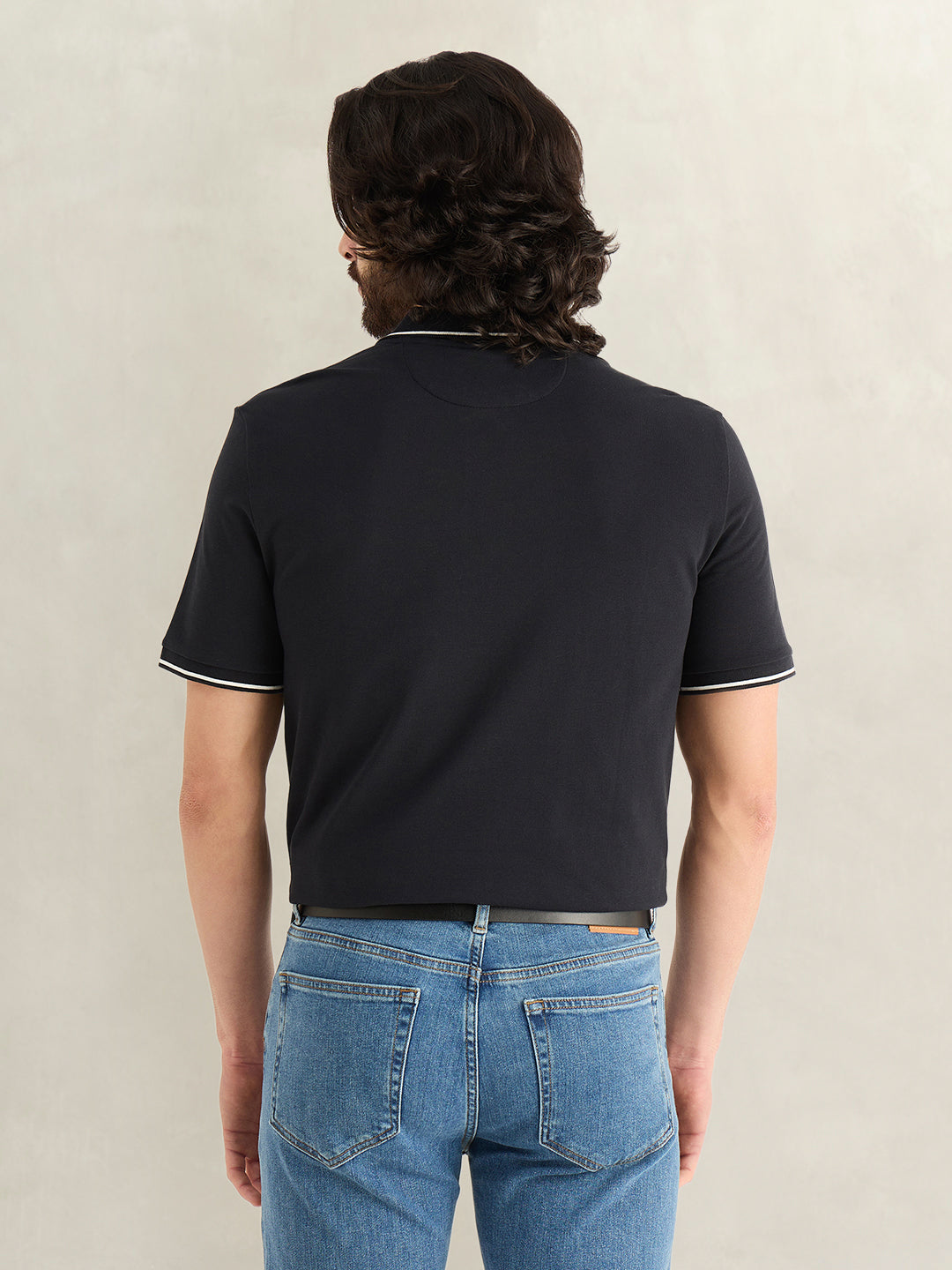Gant Men Black Solid Regular Fit Pique Polo T-Shirt