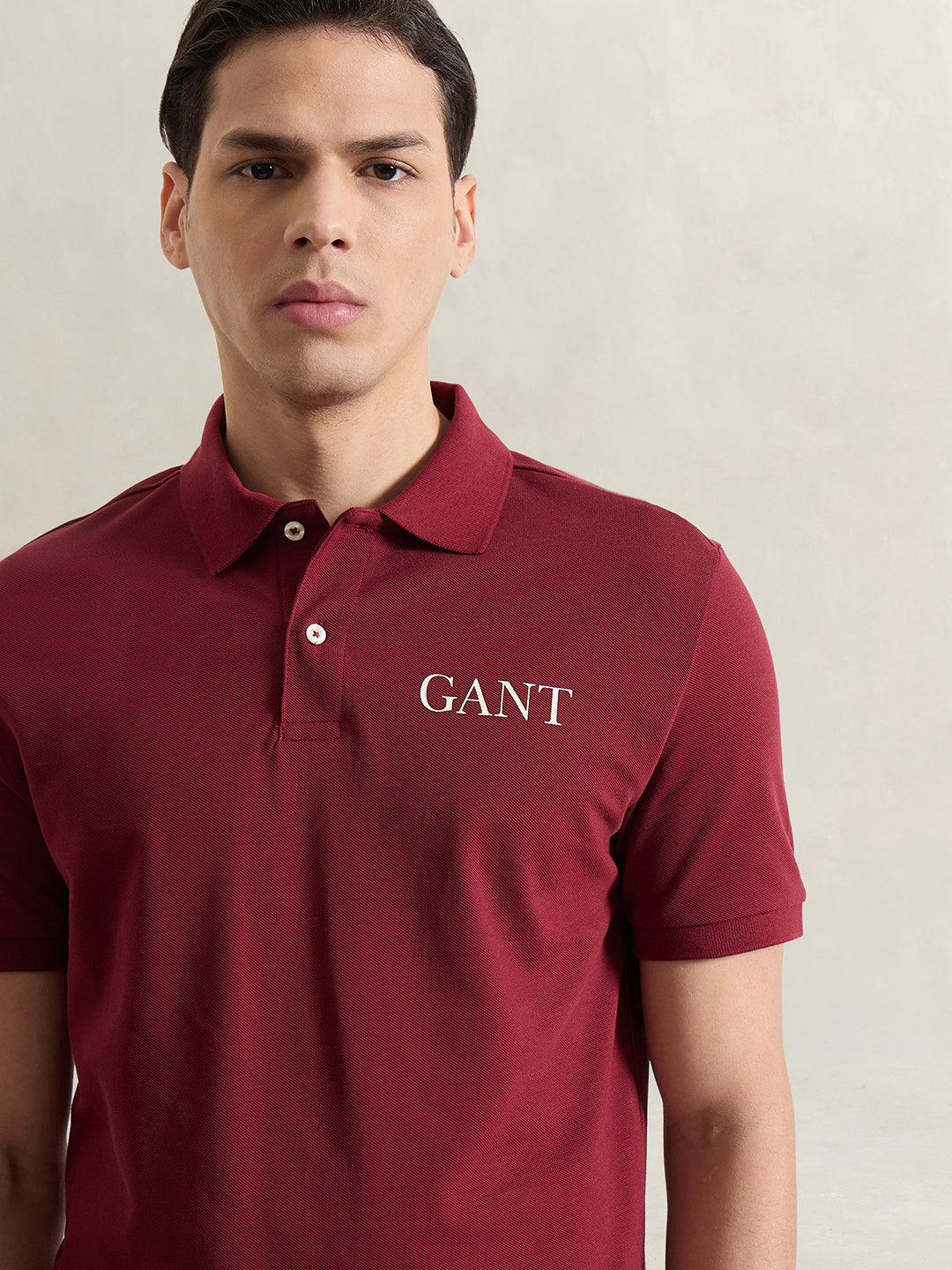 Gant Men Red Solid Regular Fit Pure Cotton Polo T-Shirt