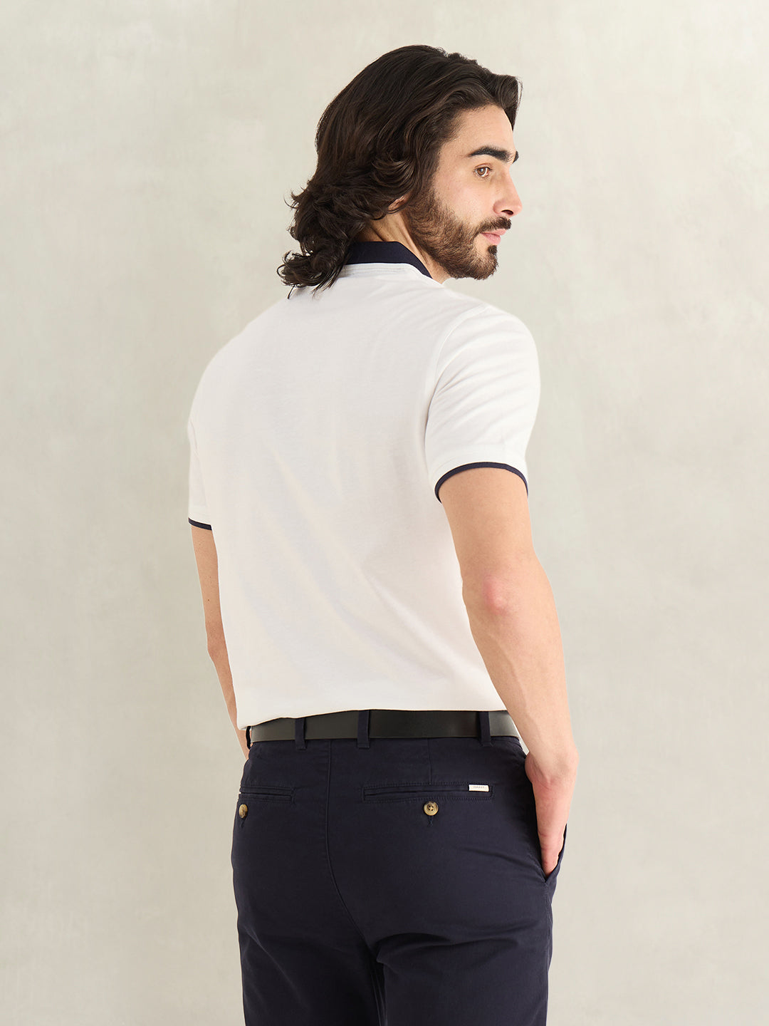 Gant Men White Printed Regular Fit Pure Cotton Polo T-Shirt