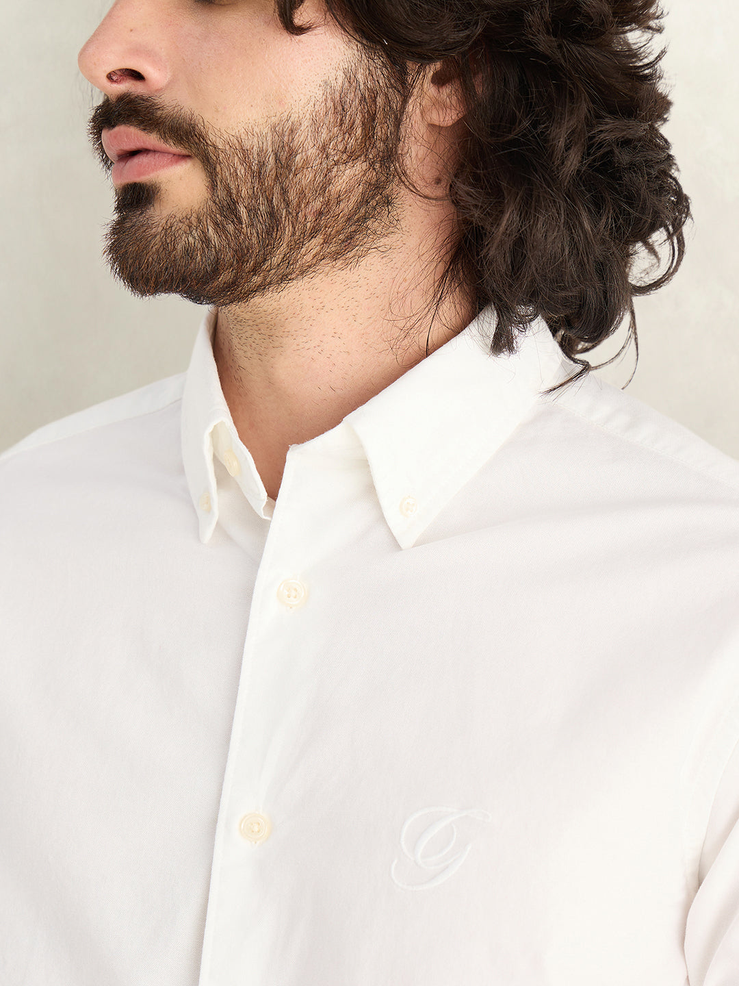 Gant Men White Solid Regular Fit Pure Cotton Shirt