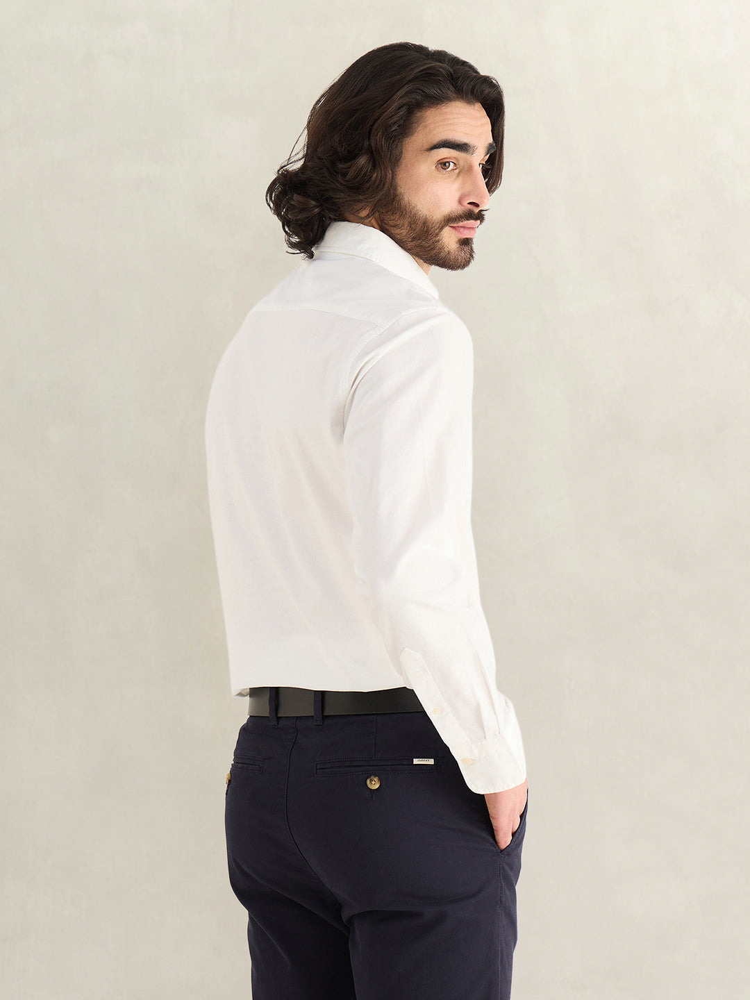 Gant Men White Solid Regular Fit Pure Cotton Shirt