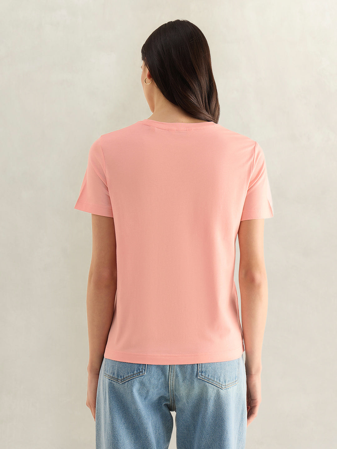 Gant Women Pink Solid Regular Fit Shield T-Shirt