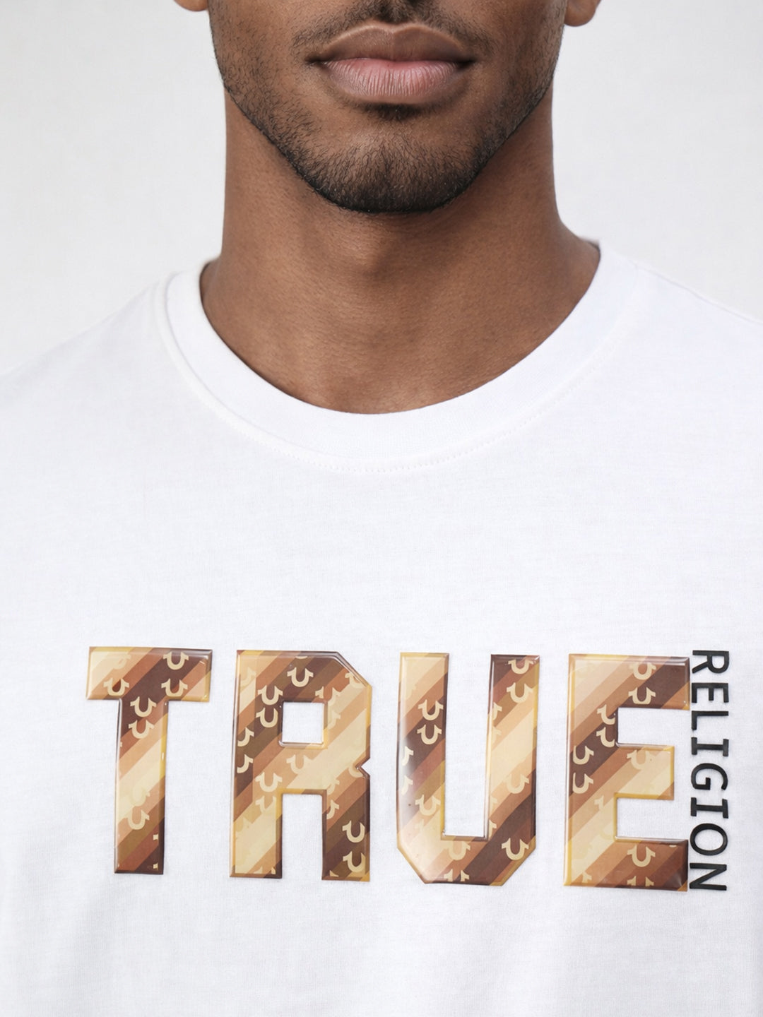 True Religion Men Solid White T-Shirt