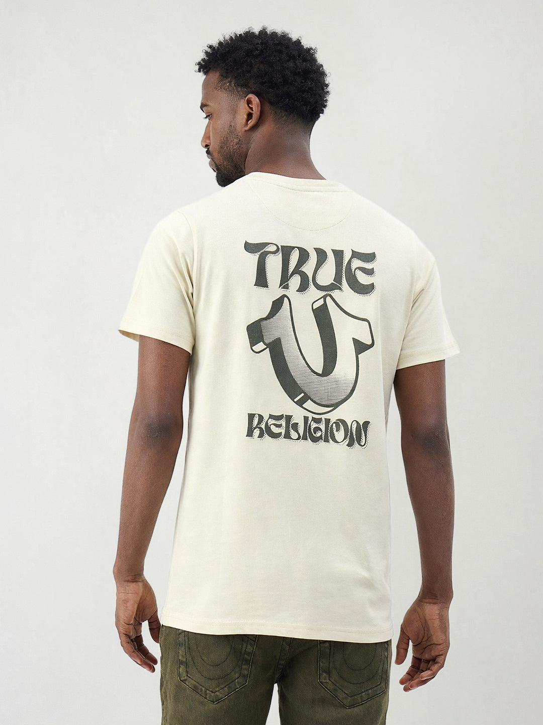 True Religion Men Solid Cream T-Shirt