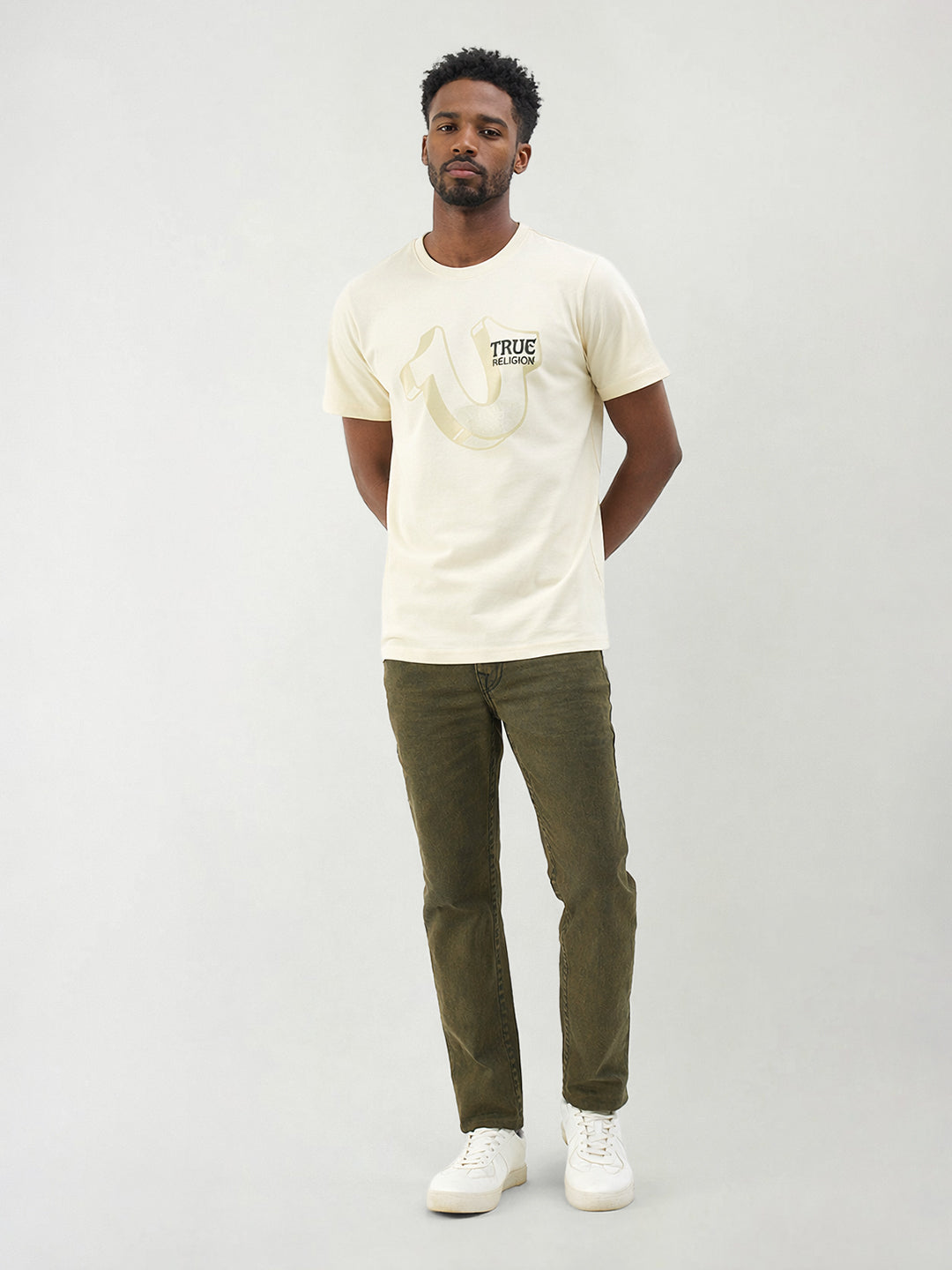 True Religion Men Solid Cream T-Shirt