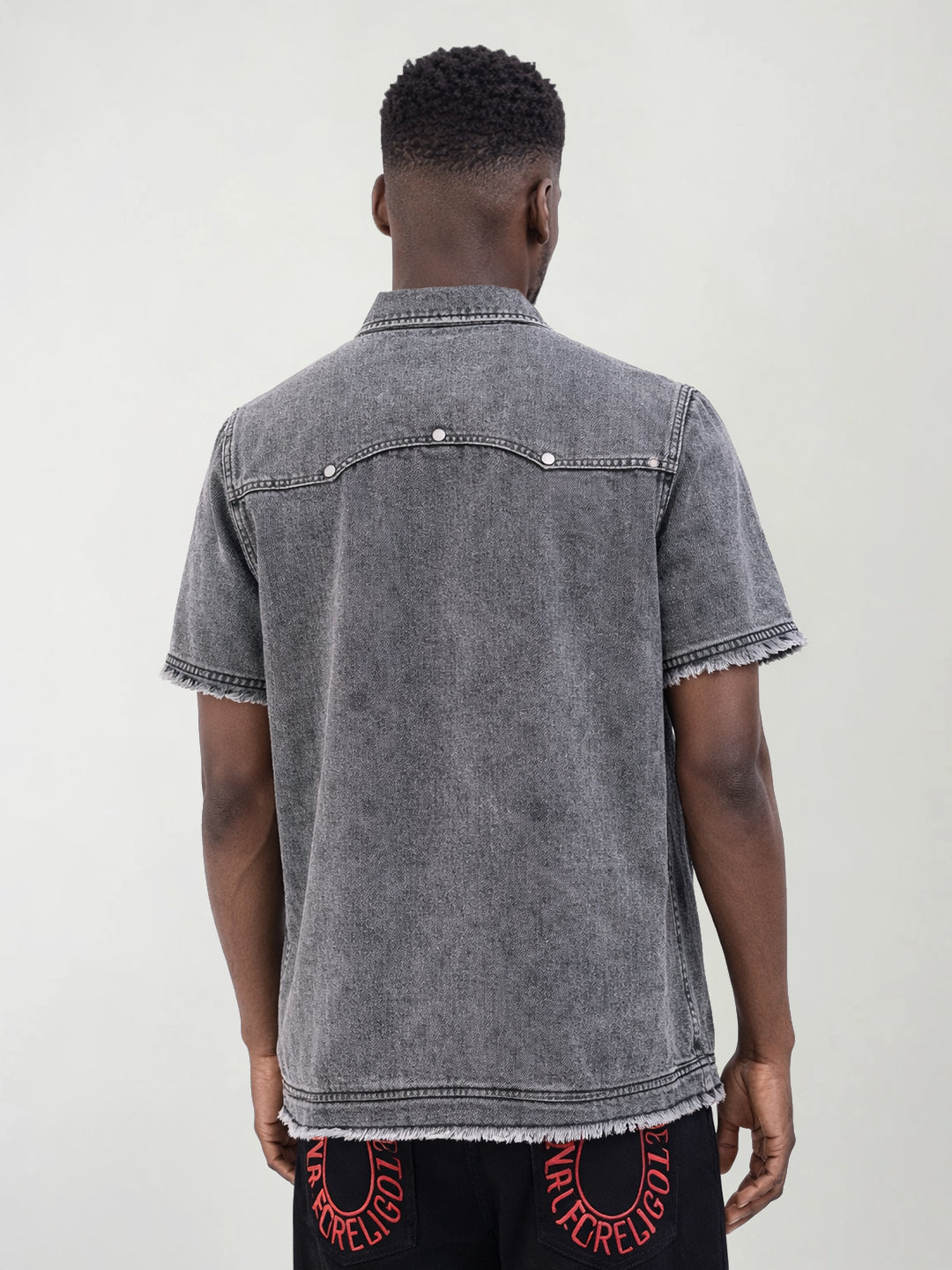 True Religion Men Solid Grey Shirt