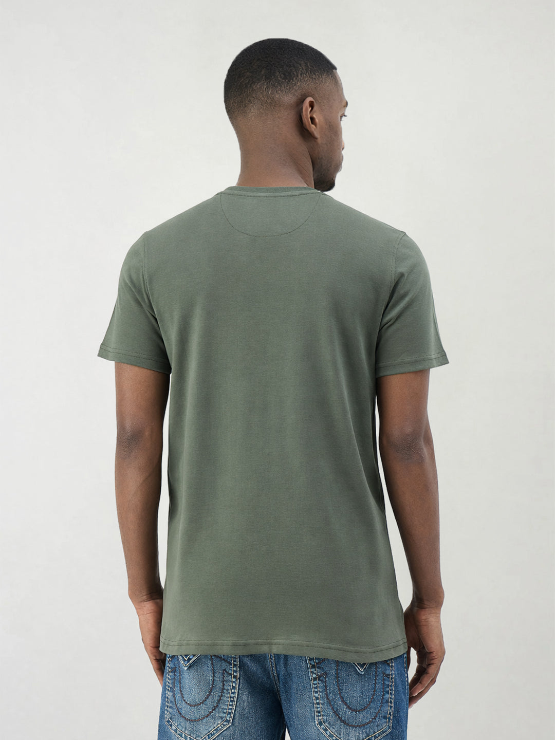 True Religion Men Solid Green T-Shirt