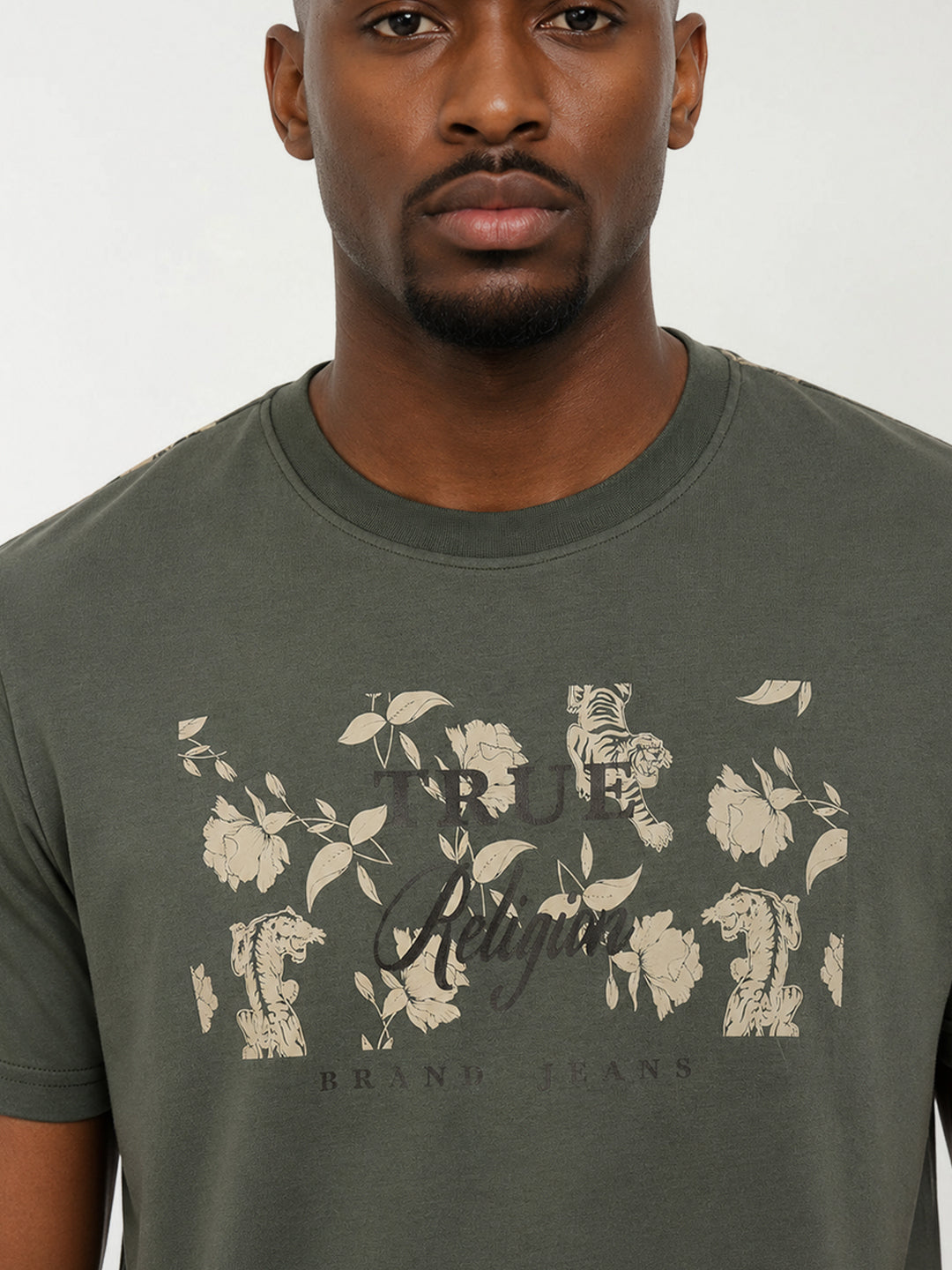 True Religion Men Printed Green T-Shirt